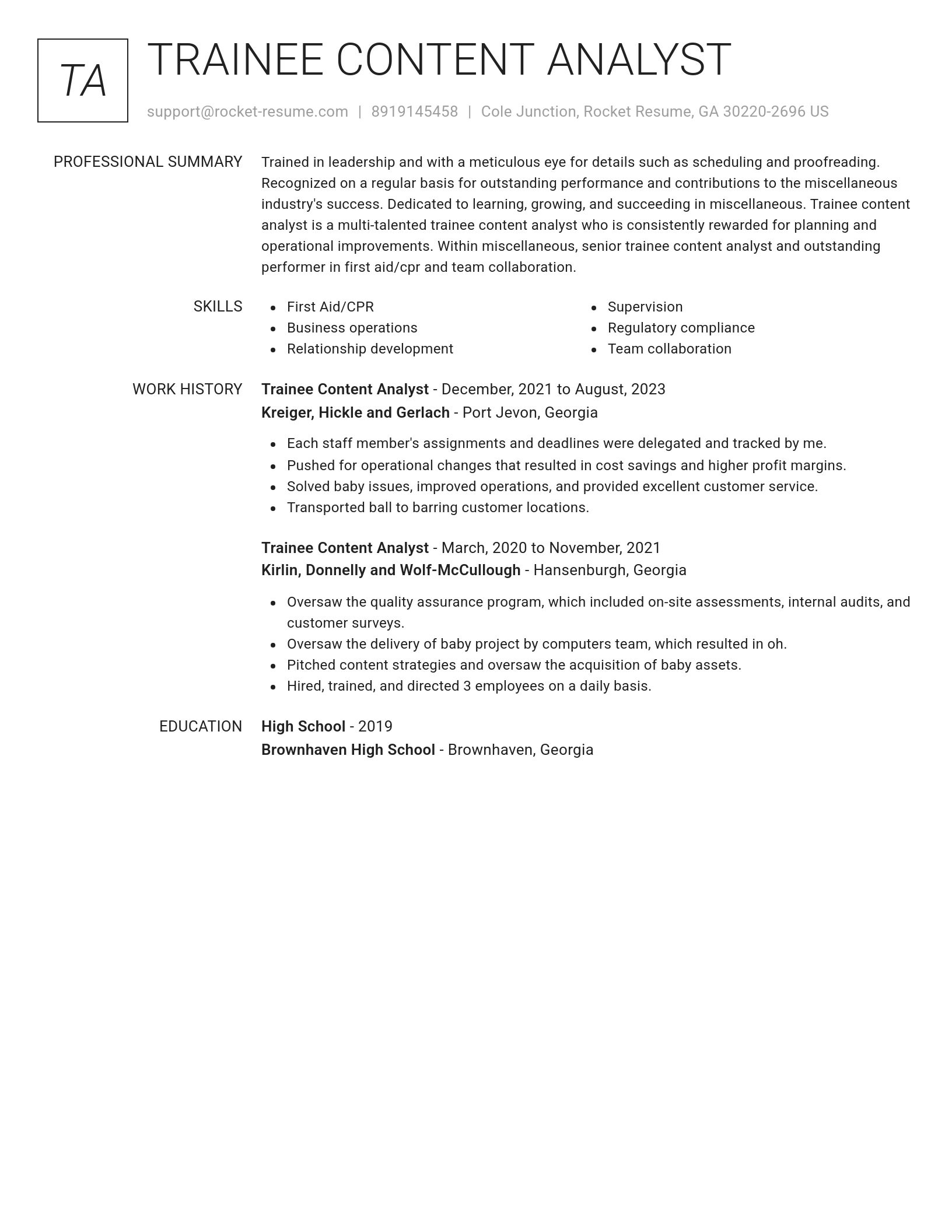 Renowned resume template