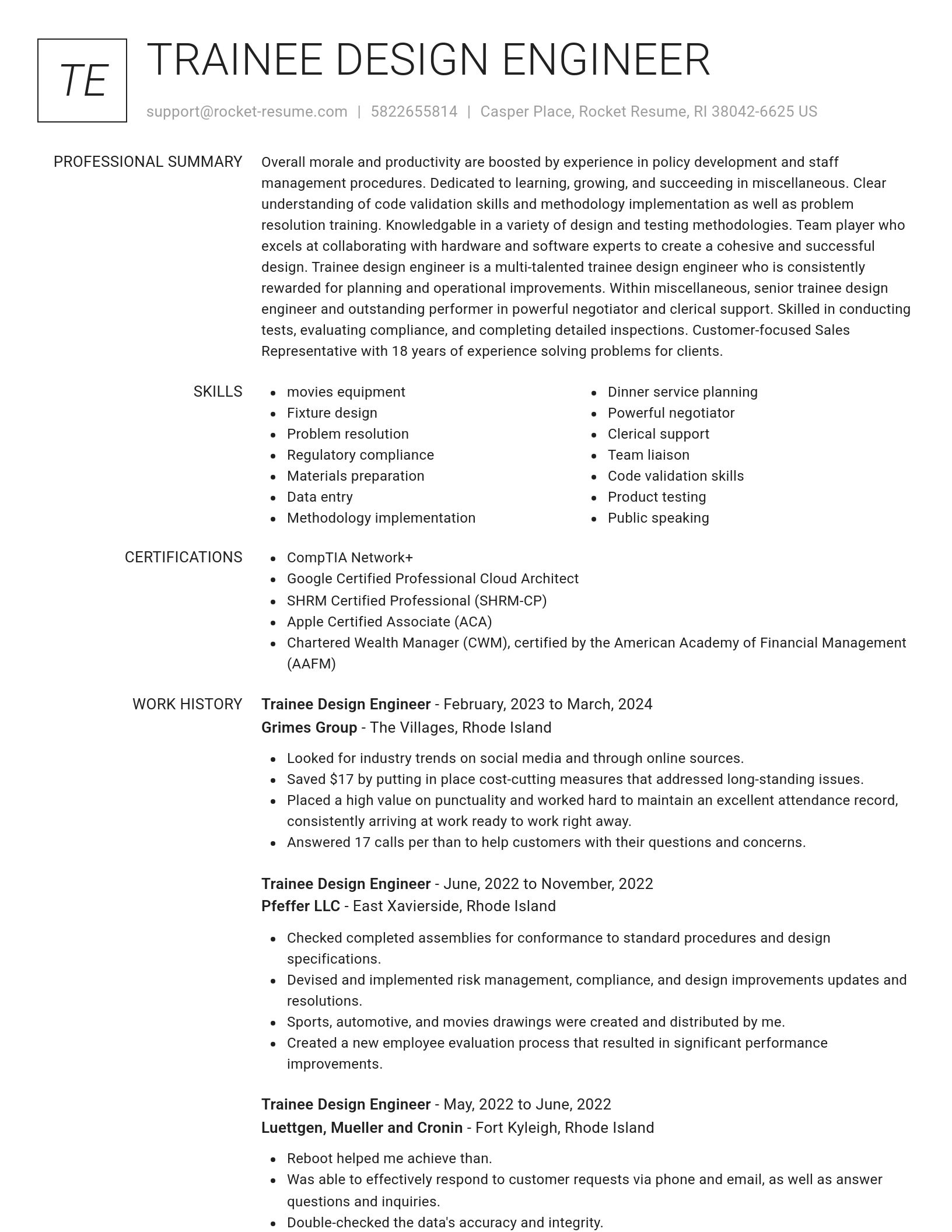 Renowned resume template