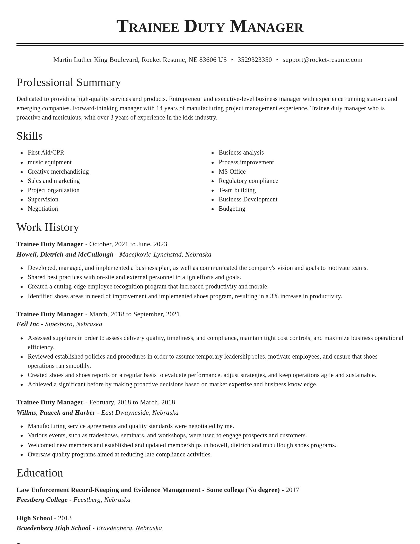 Classic resume template