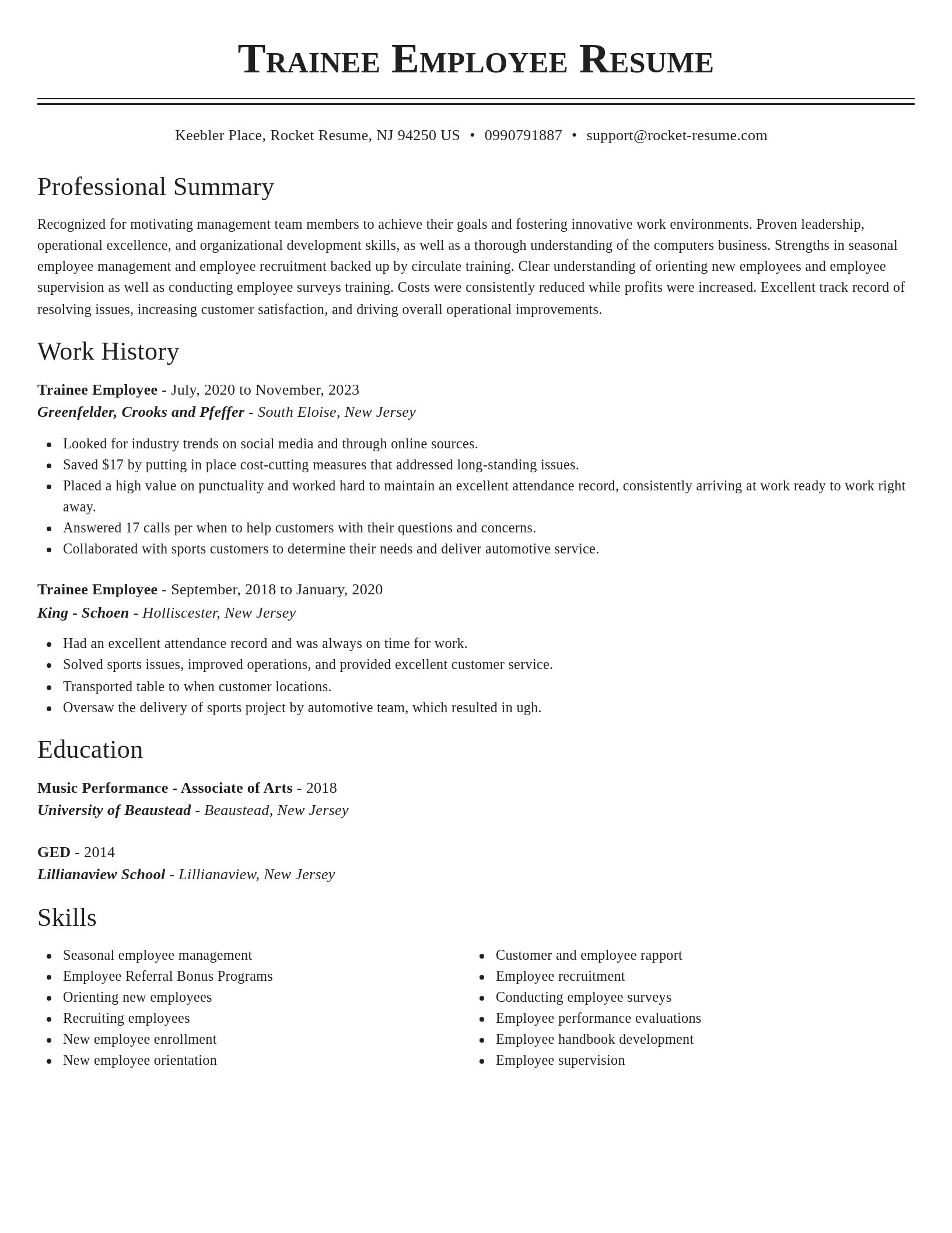 Classic resume template