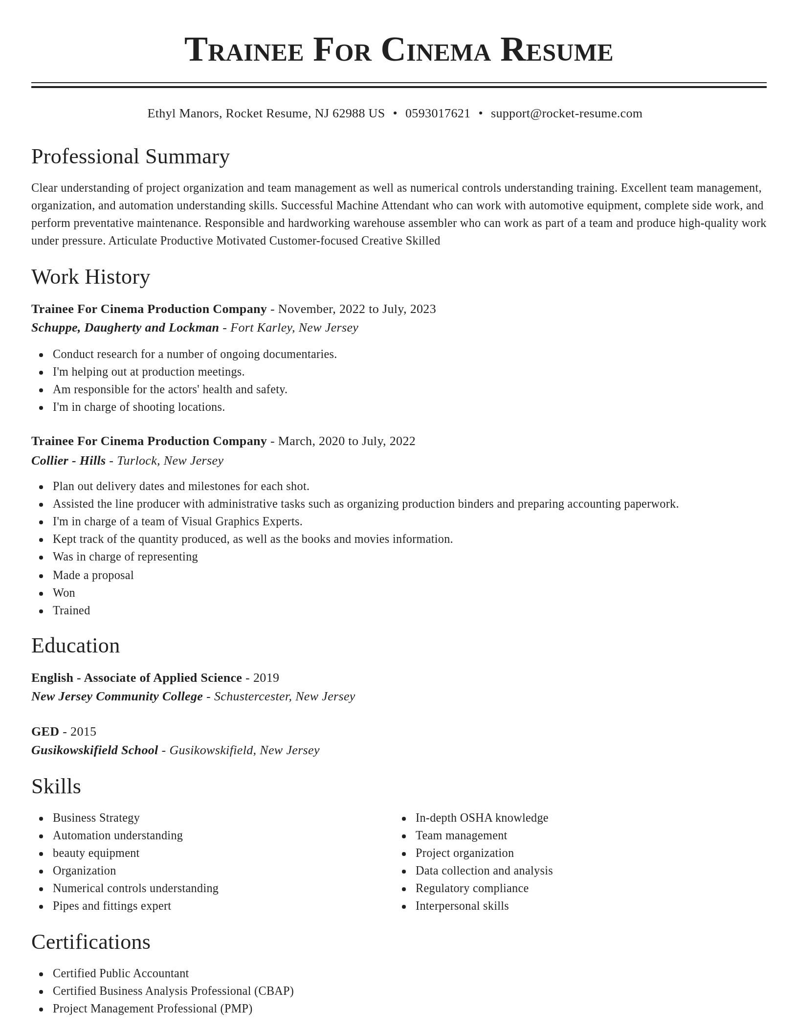 Classic resume template
