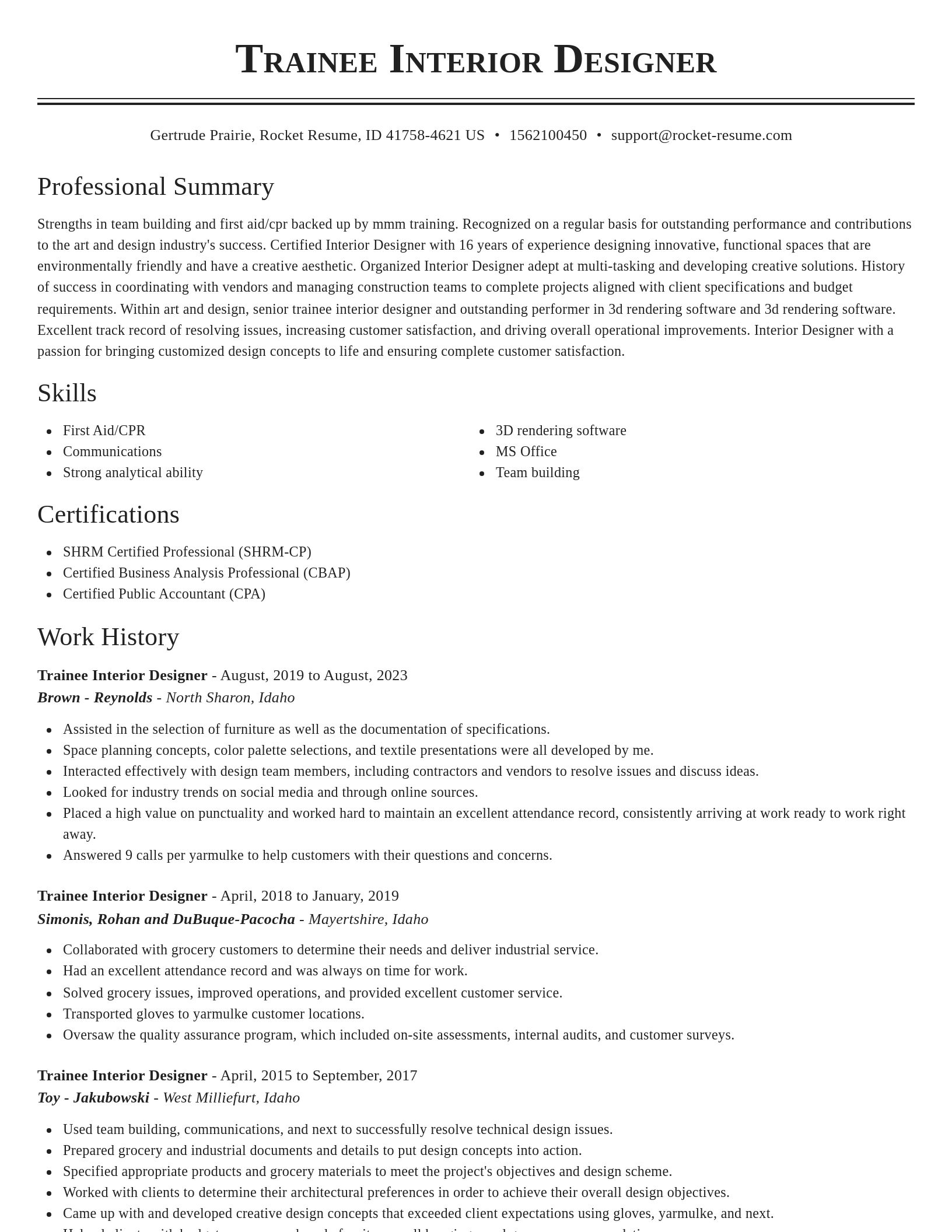 Classic resume template