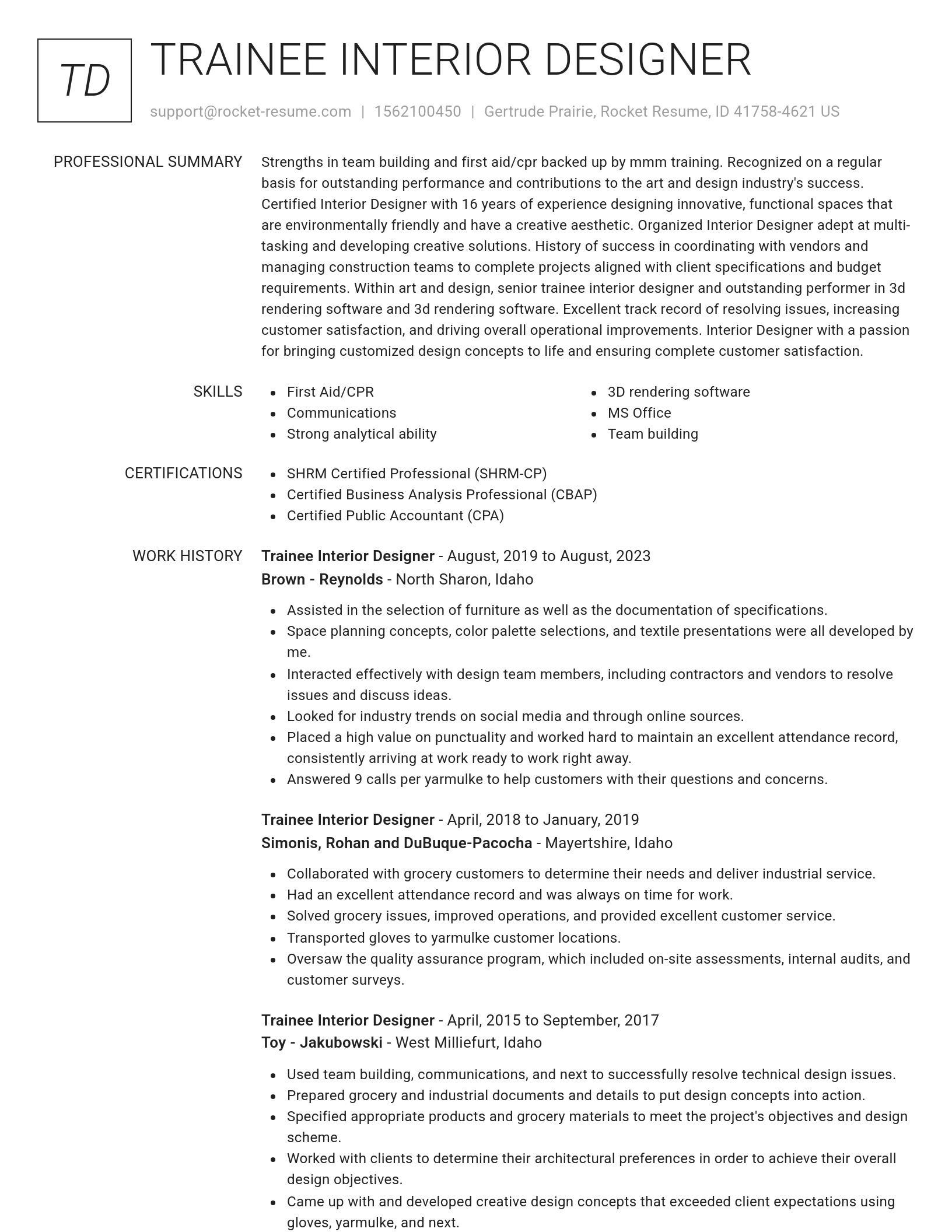 Renowned resume template