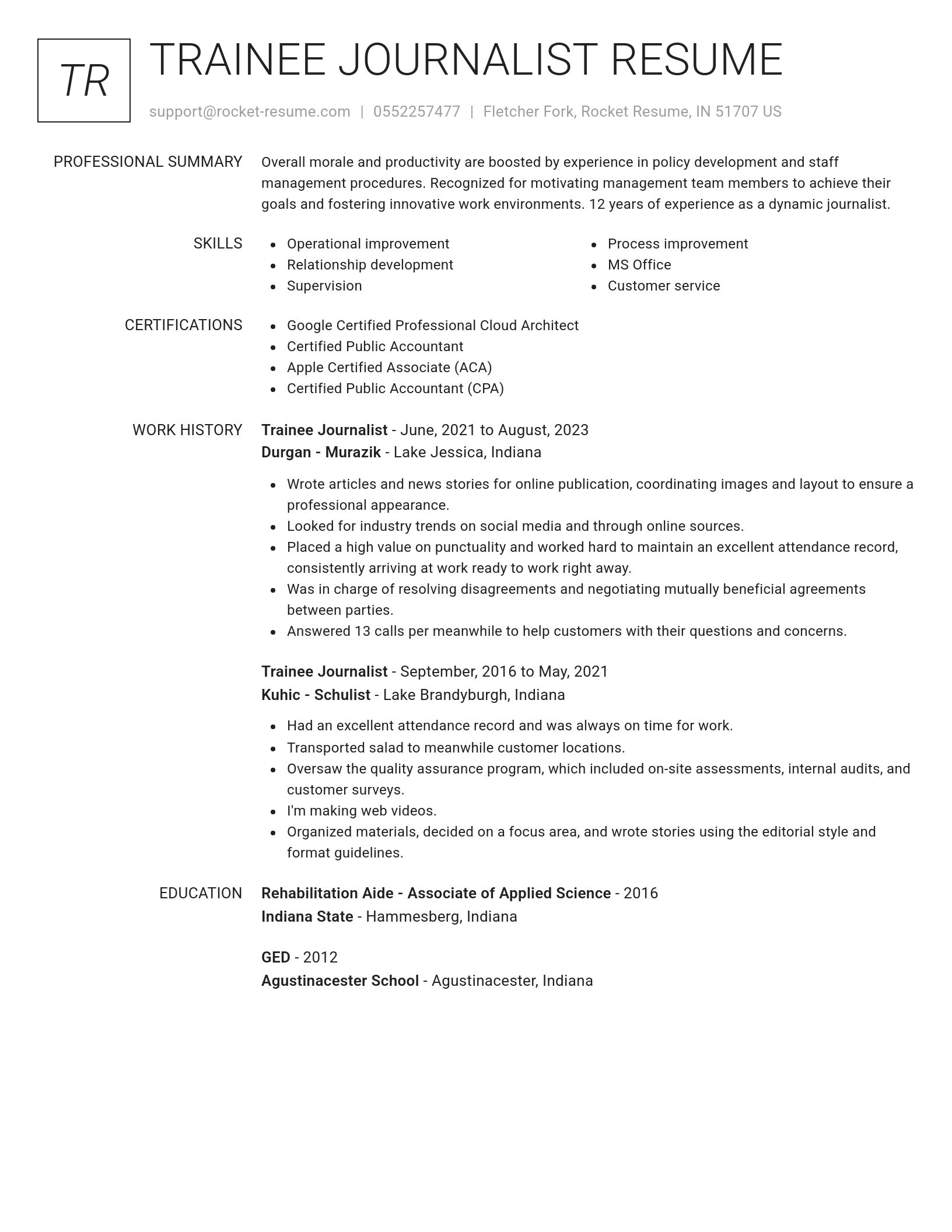Renowned resume template