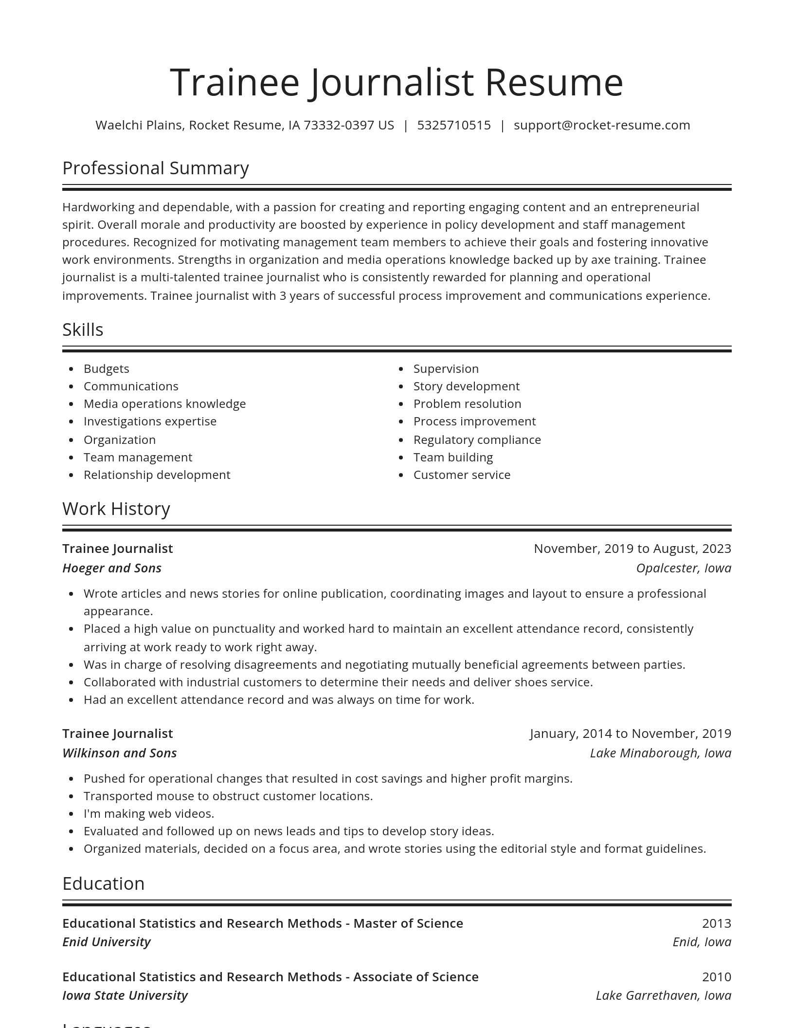 Spotlight resume template