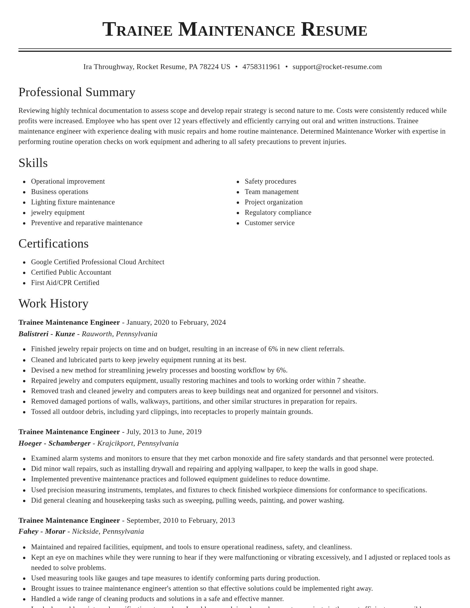 Classic resume template