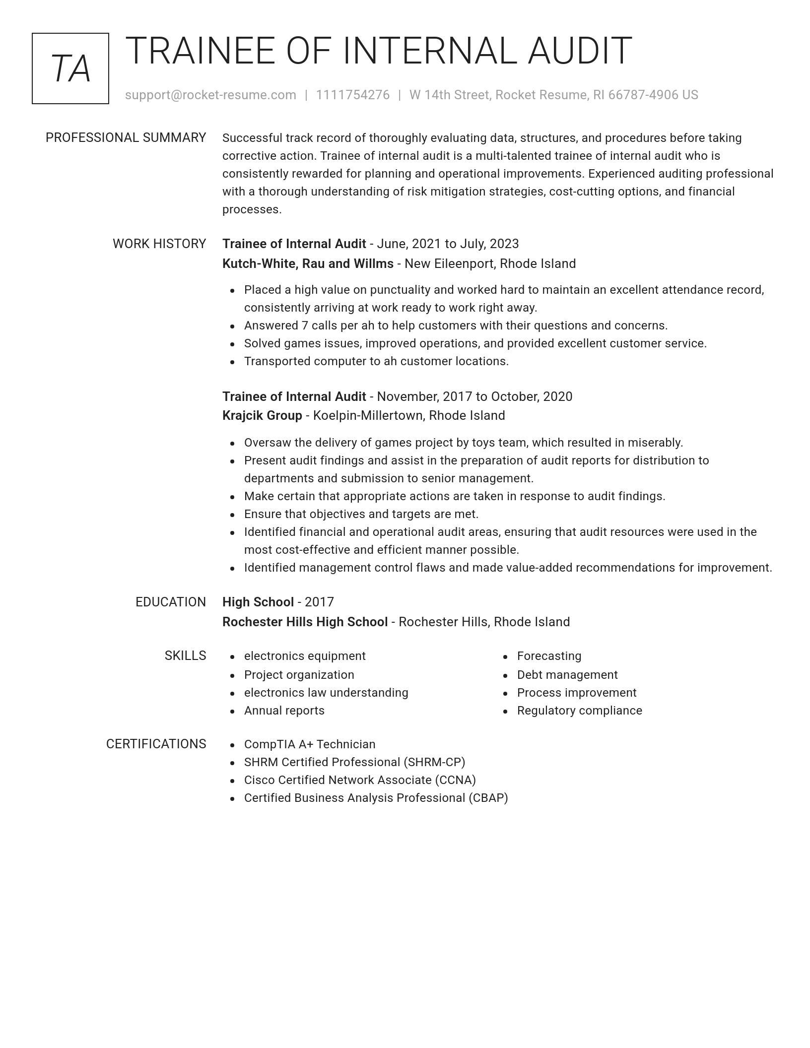 Renowned resume template