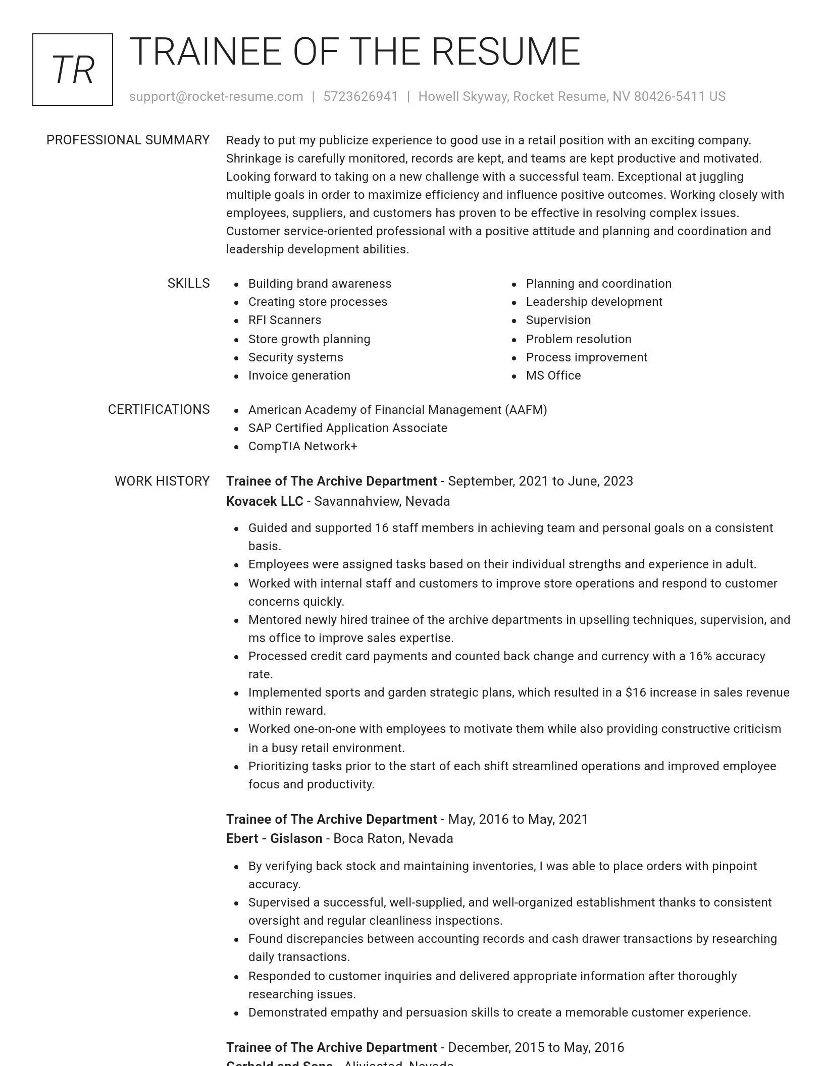 Renowned resume template