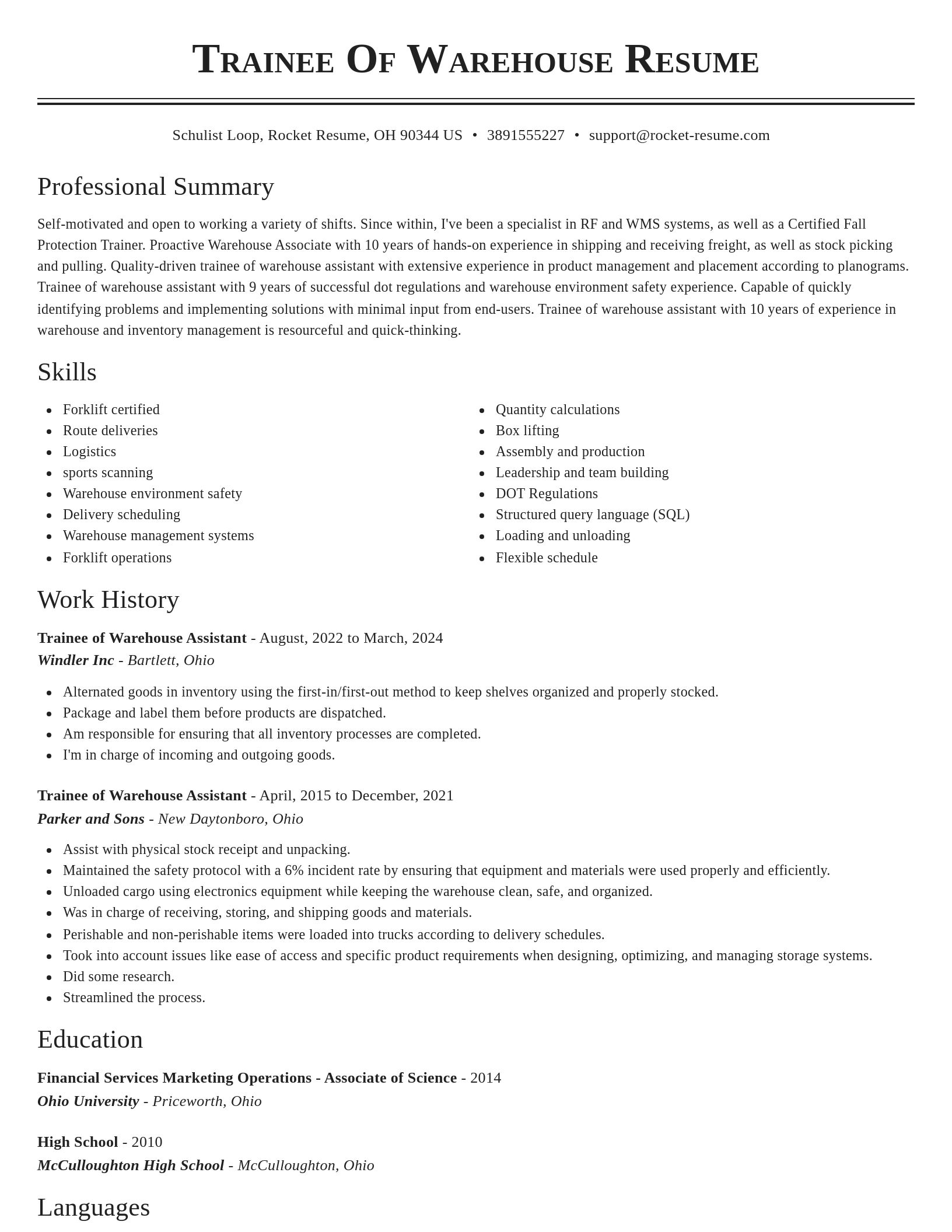 Classic resume template