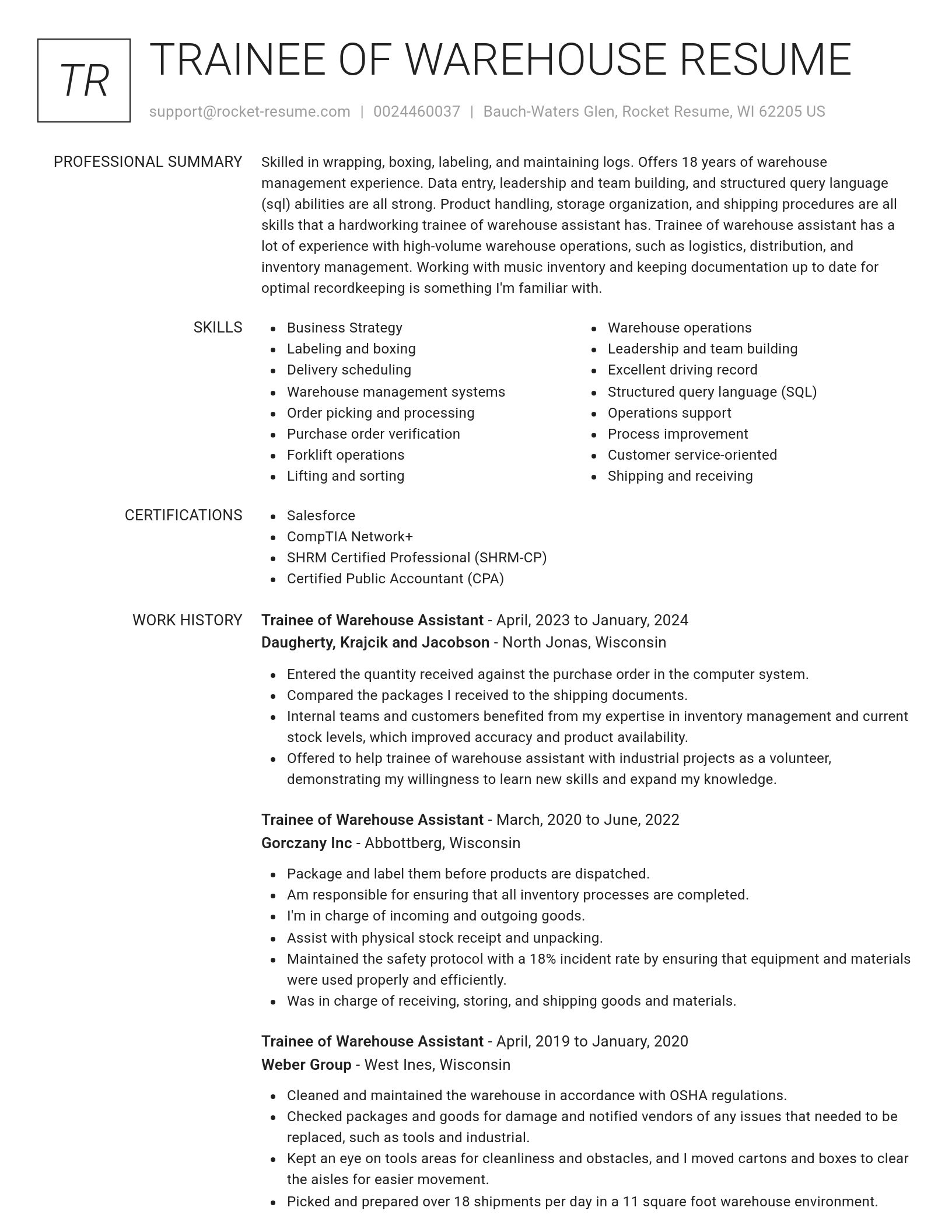 Renowned resume template
