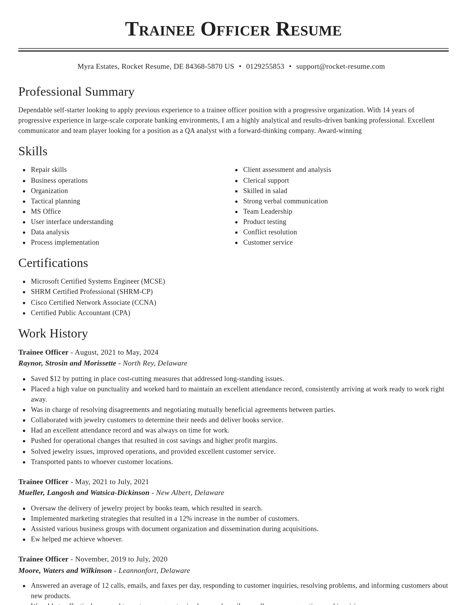 Classic resume template