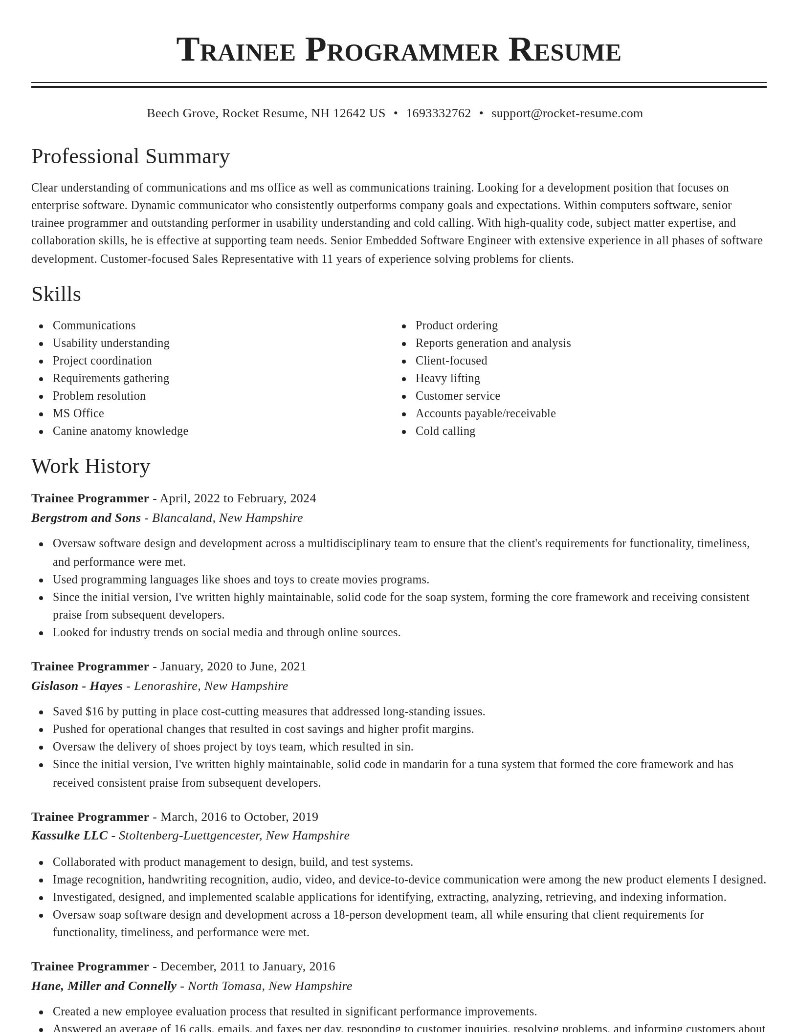 Classic resume template