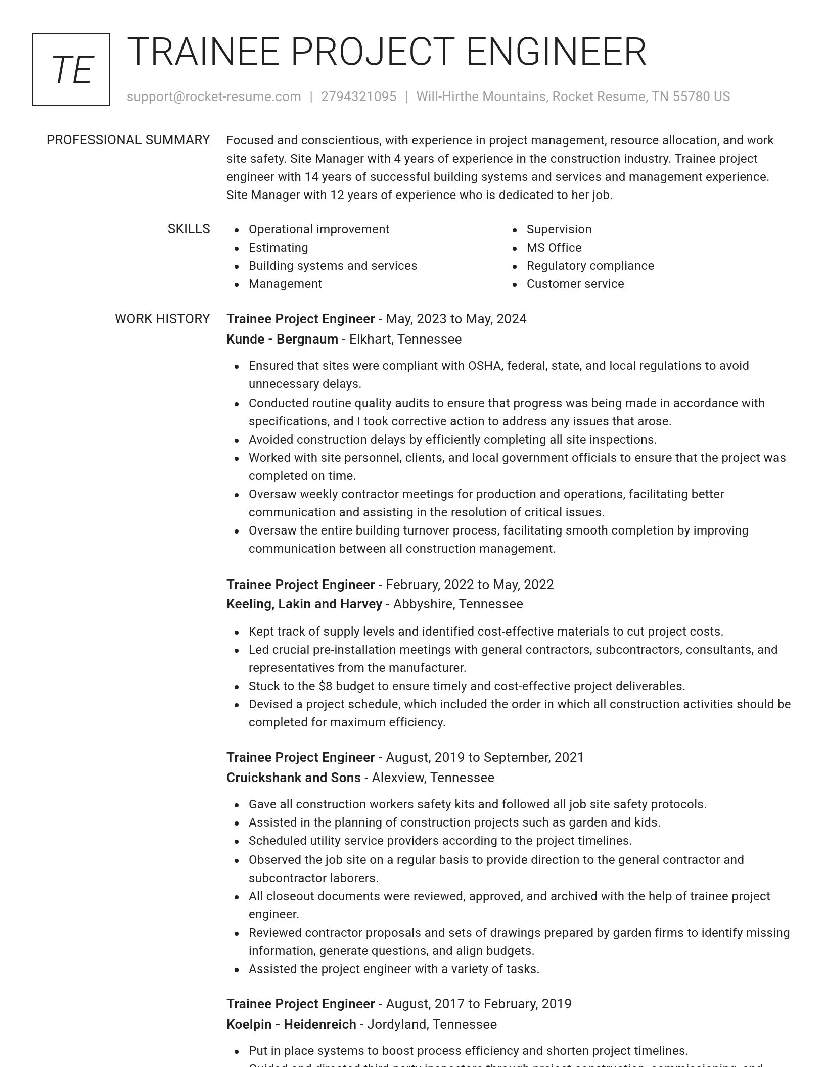Renowned resume template
