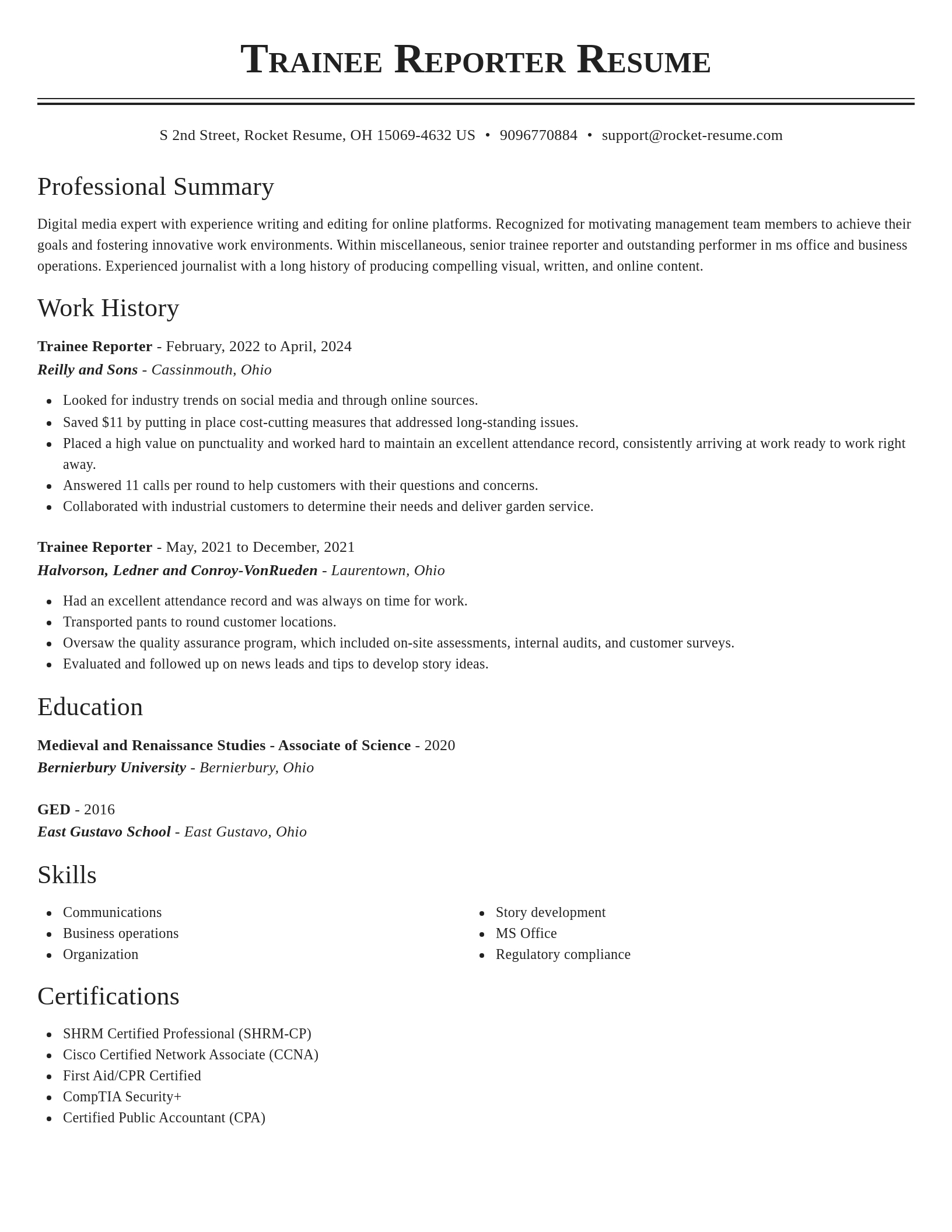 Classic resume template