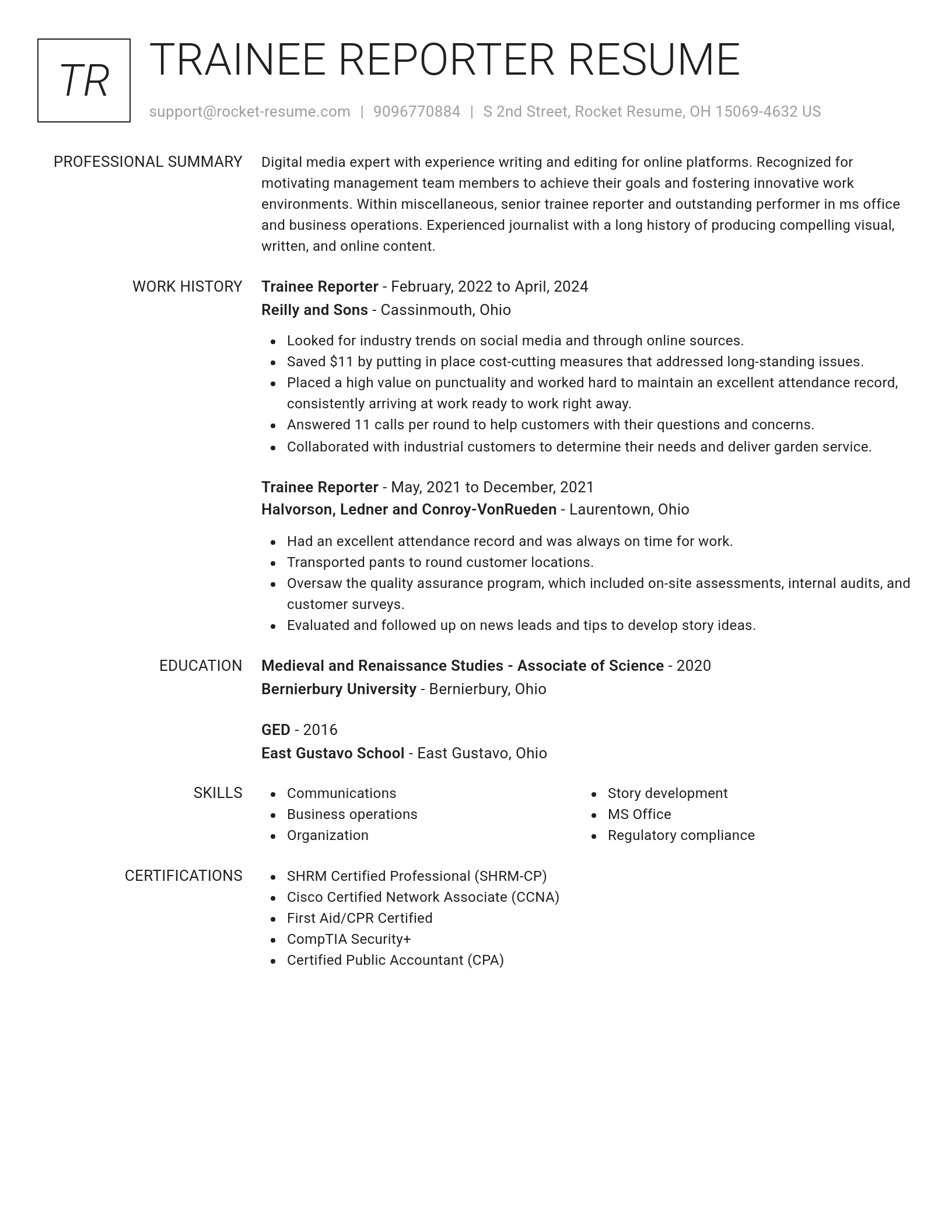 Renowned resume template
