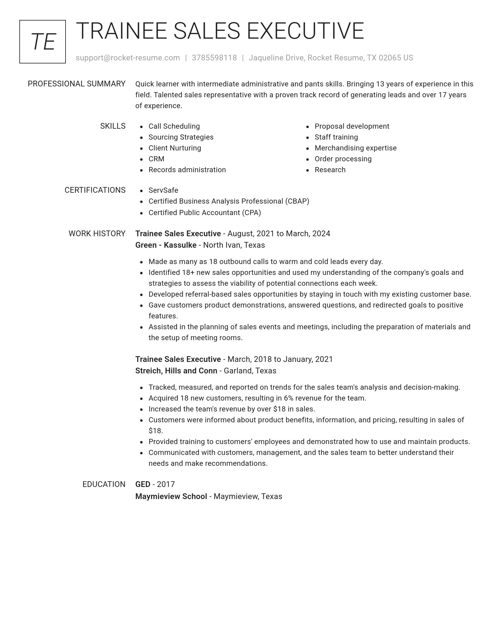 Renowned resume template