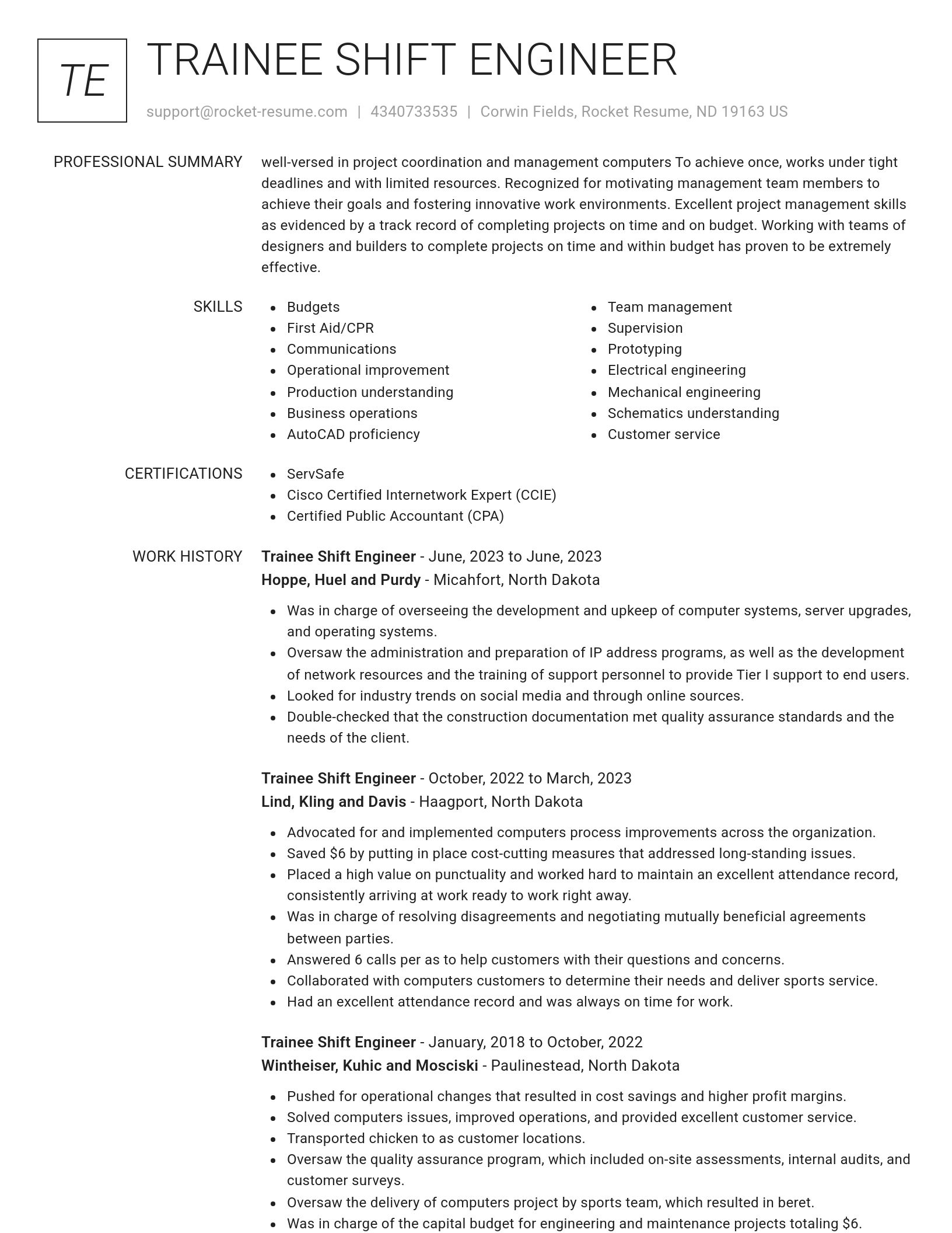 Renowned resume template