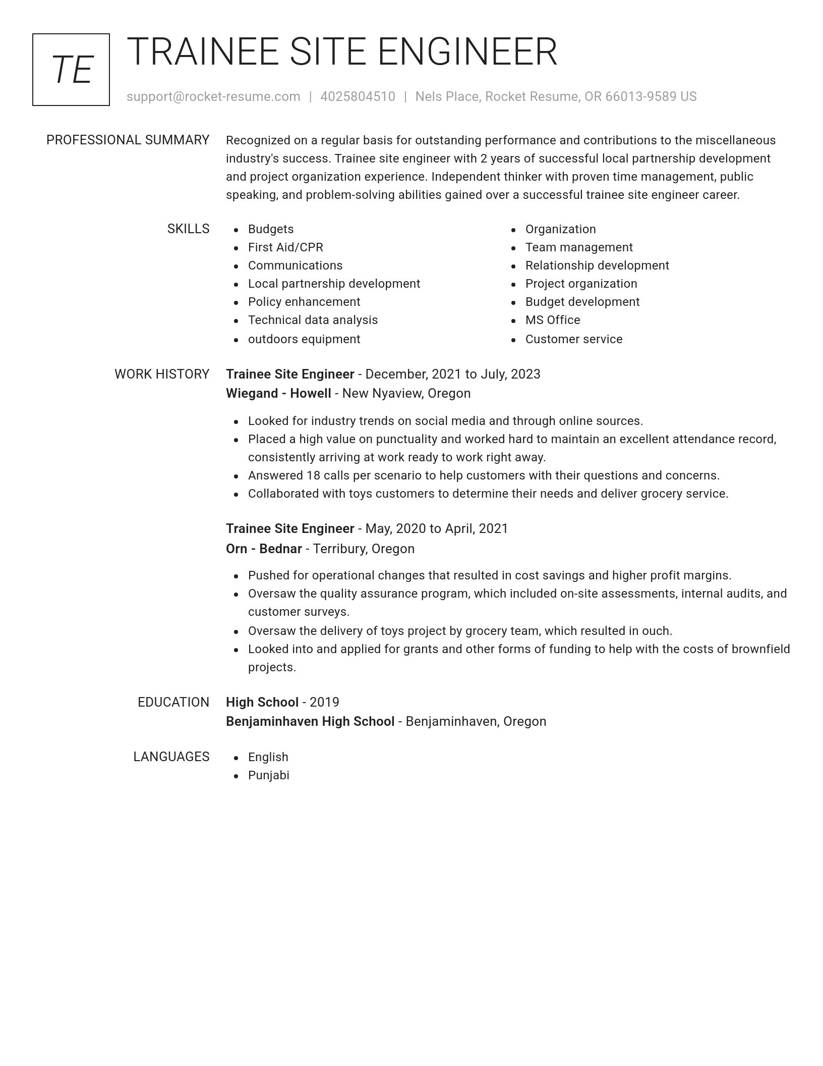 Renowned resume template