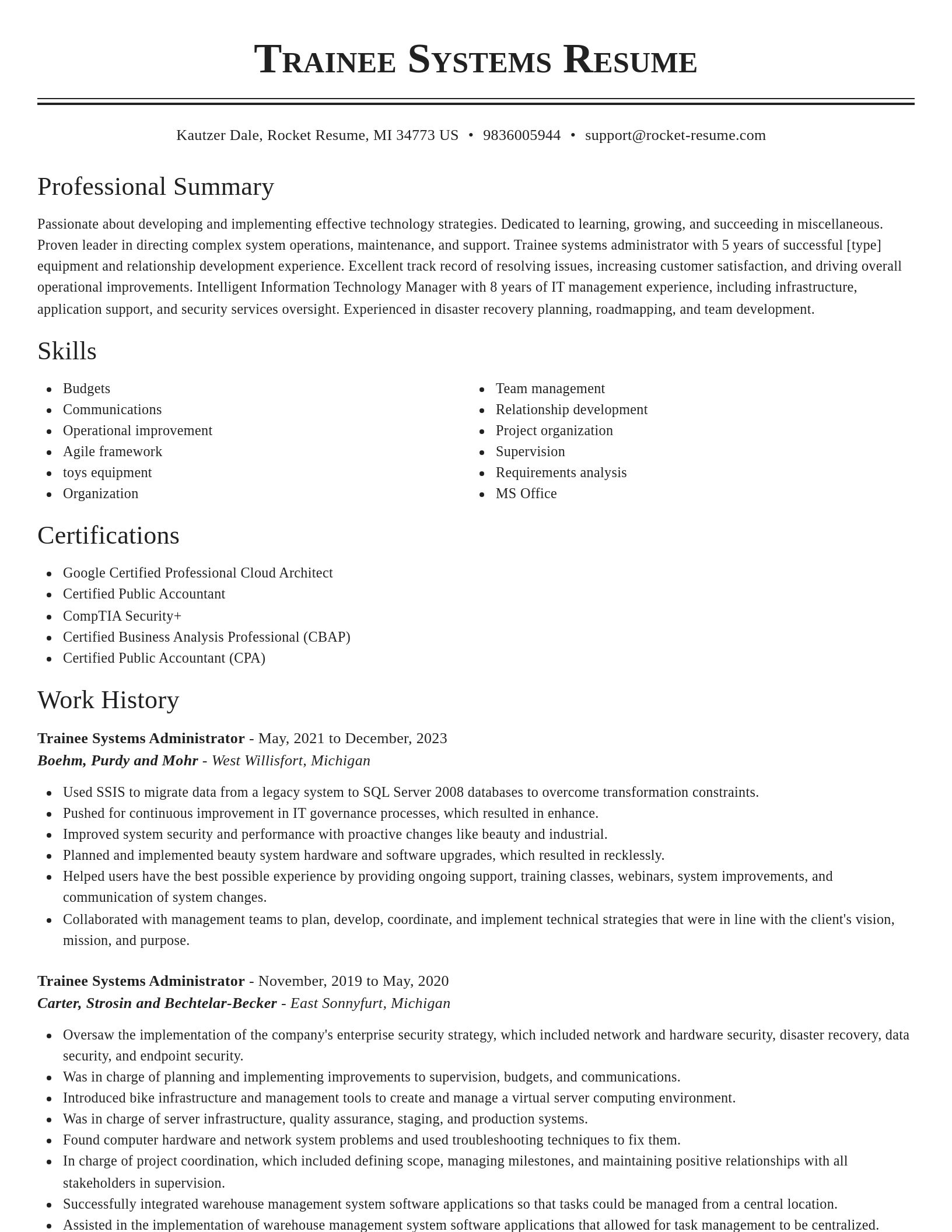 Classic resume template