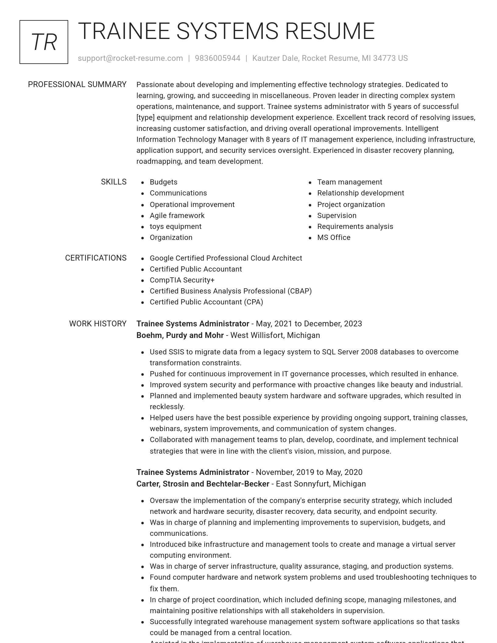 Renowned resume template