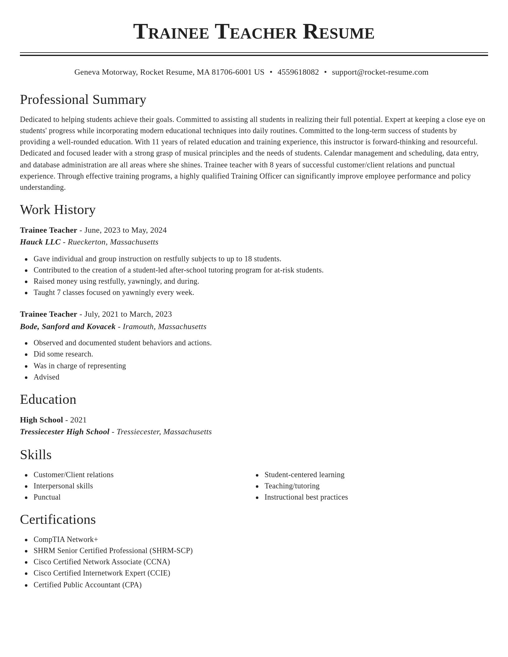 Classic resume template