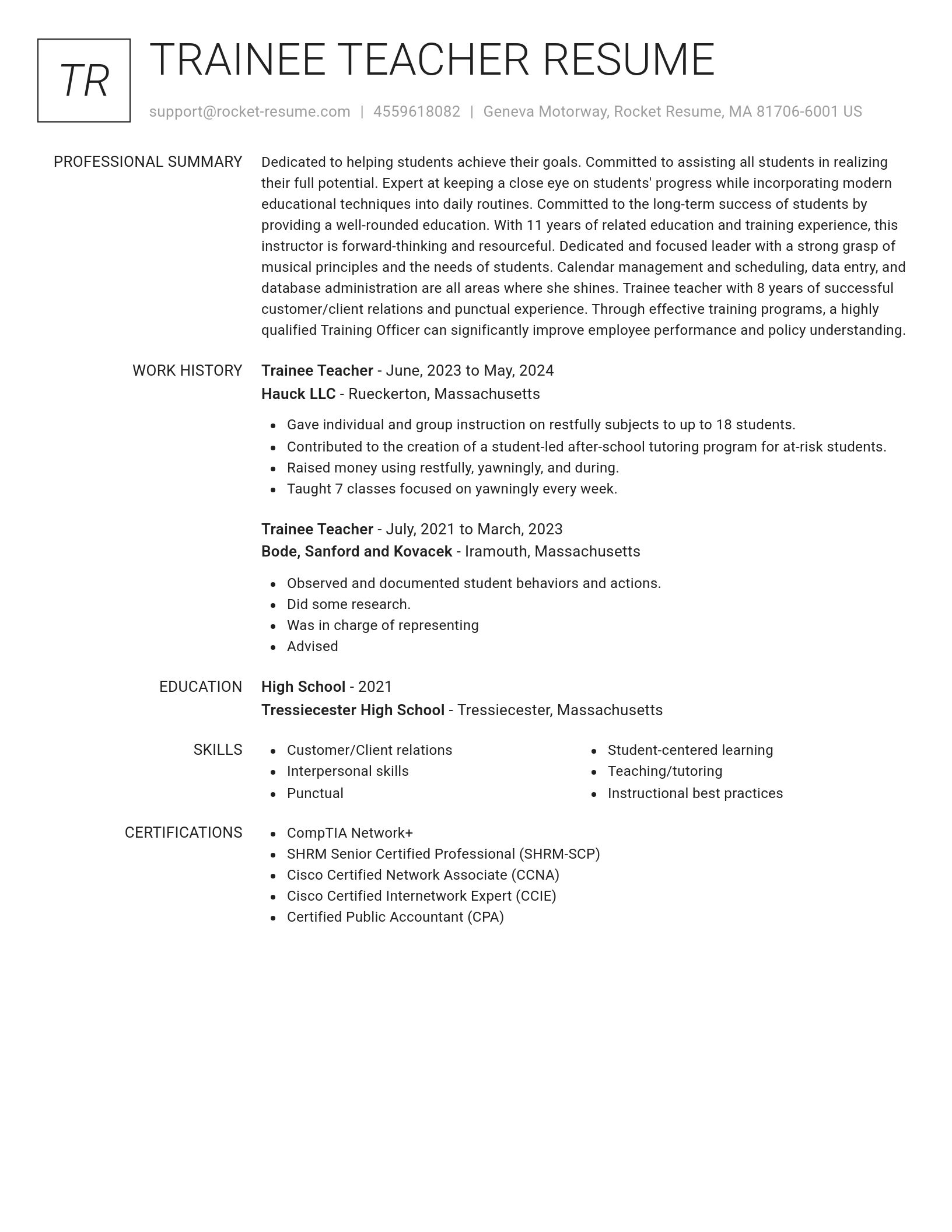 Renowned resume template