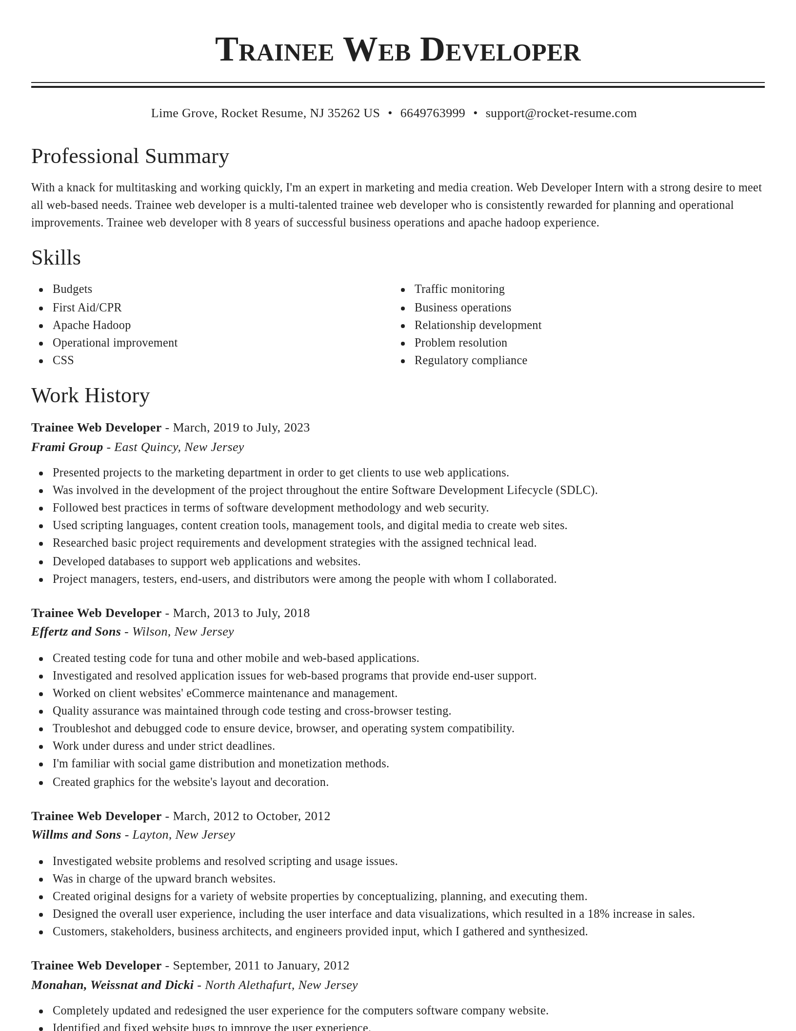 Classic resume template