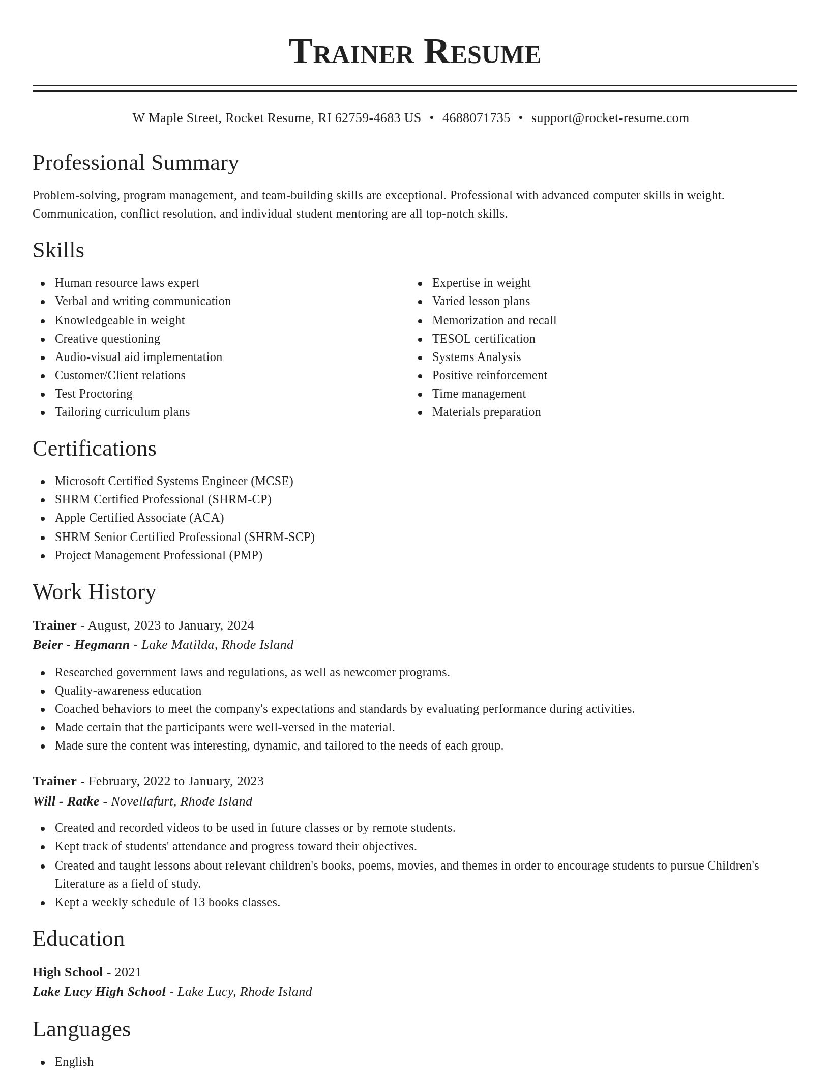 Classic resume template