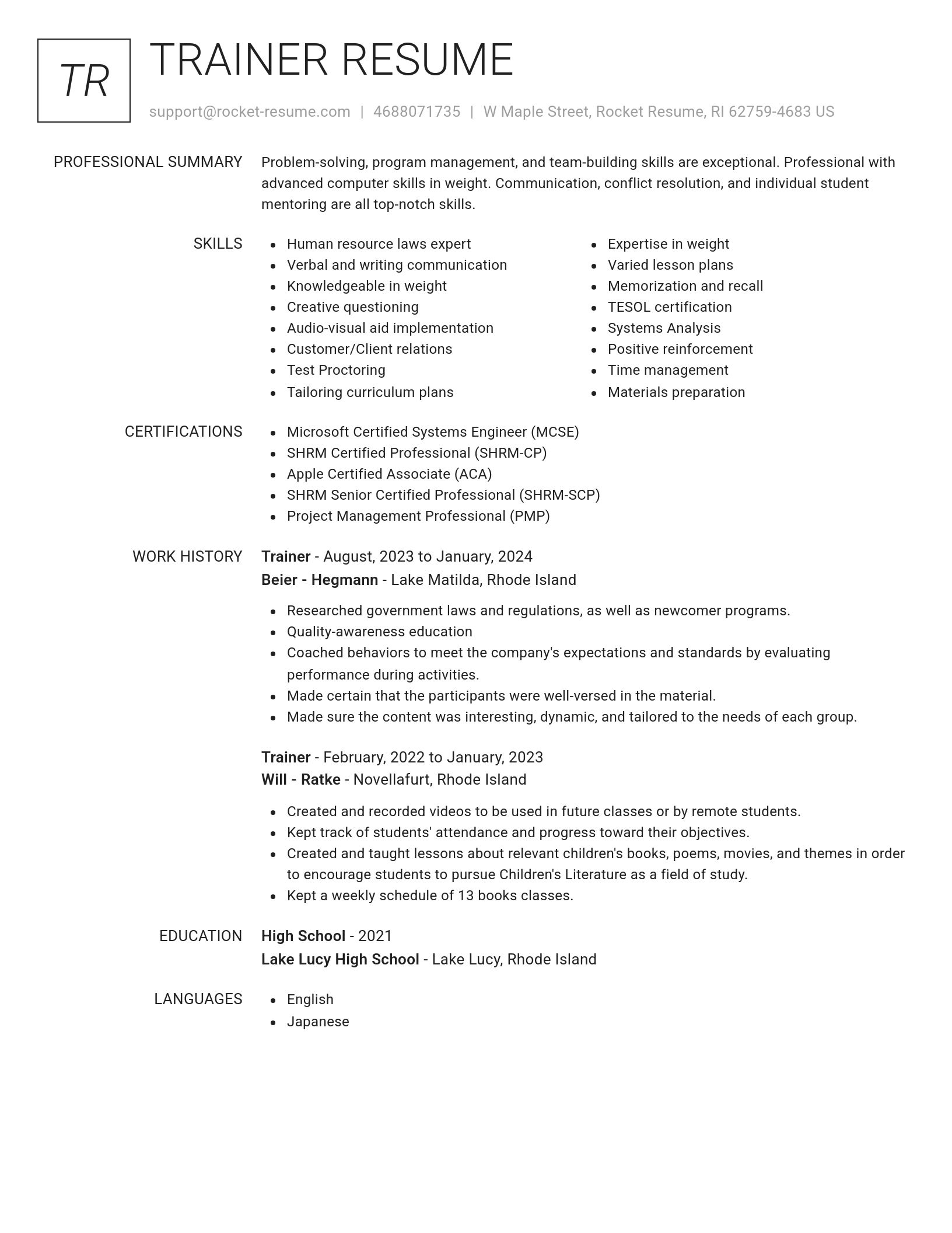 Renowned resume template
