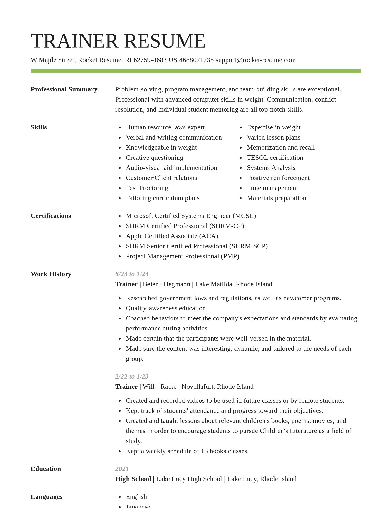 Smart resume template