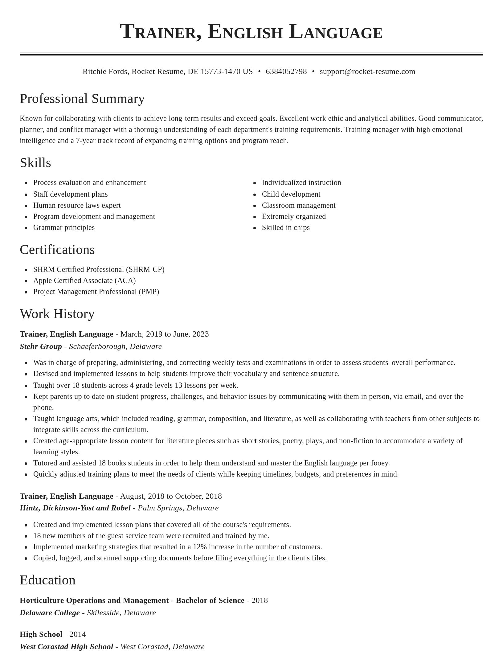 Classic resume template
