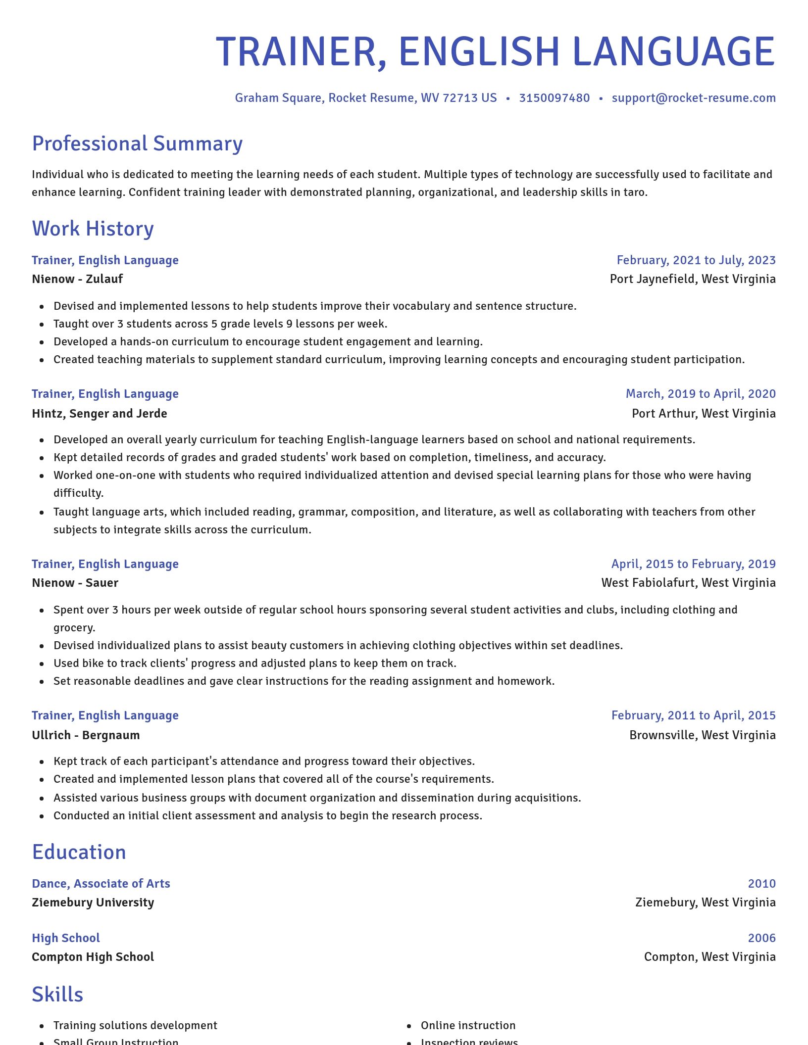 Novel resume template