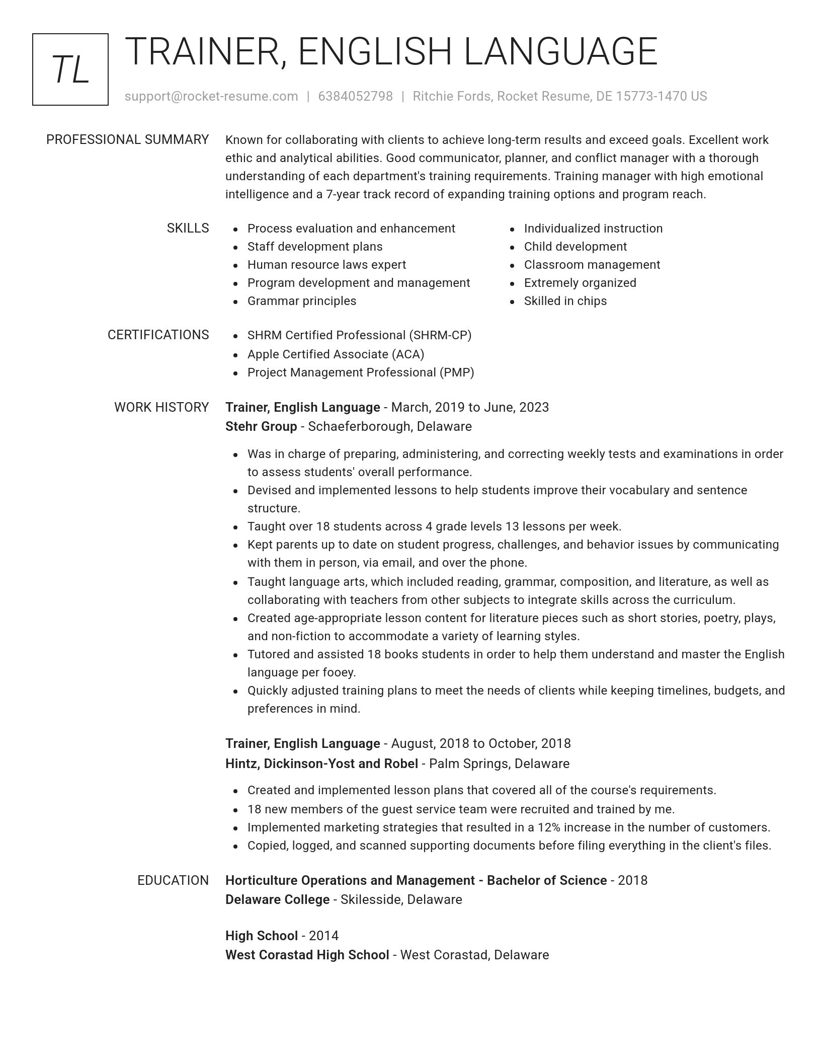 Renowned resume template