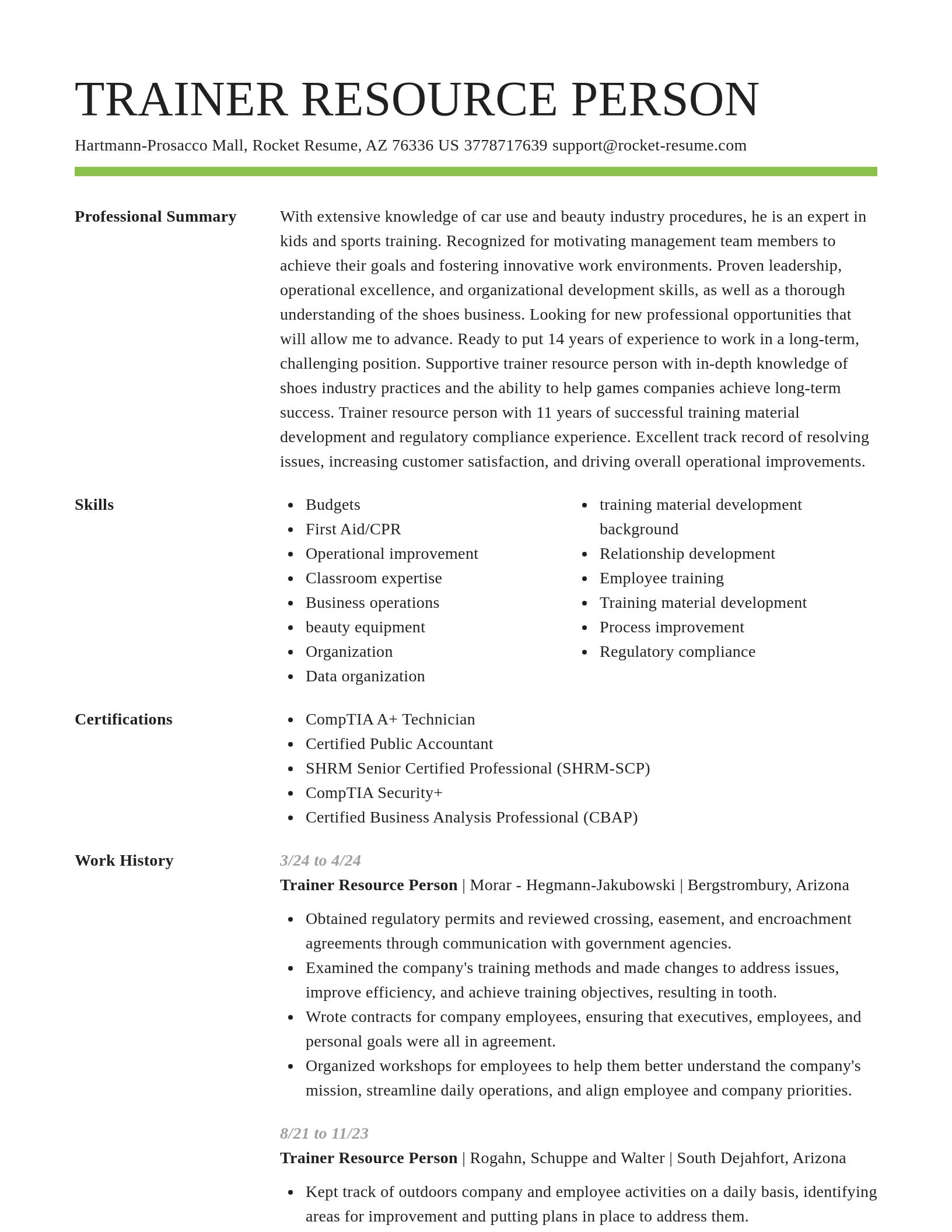 Smart resume template