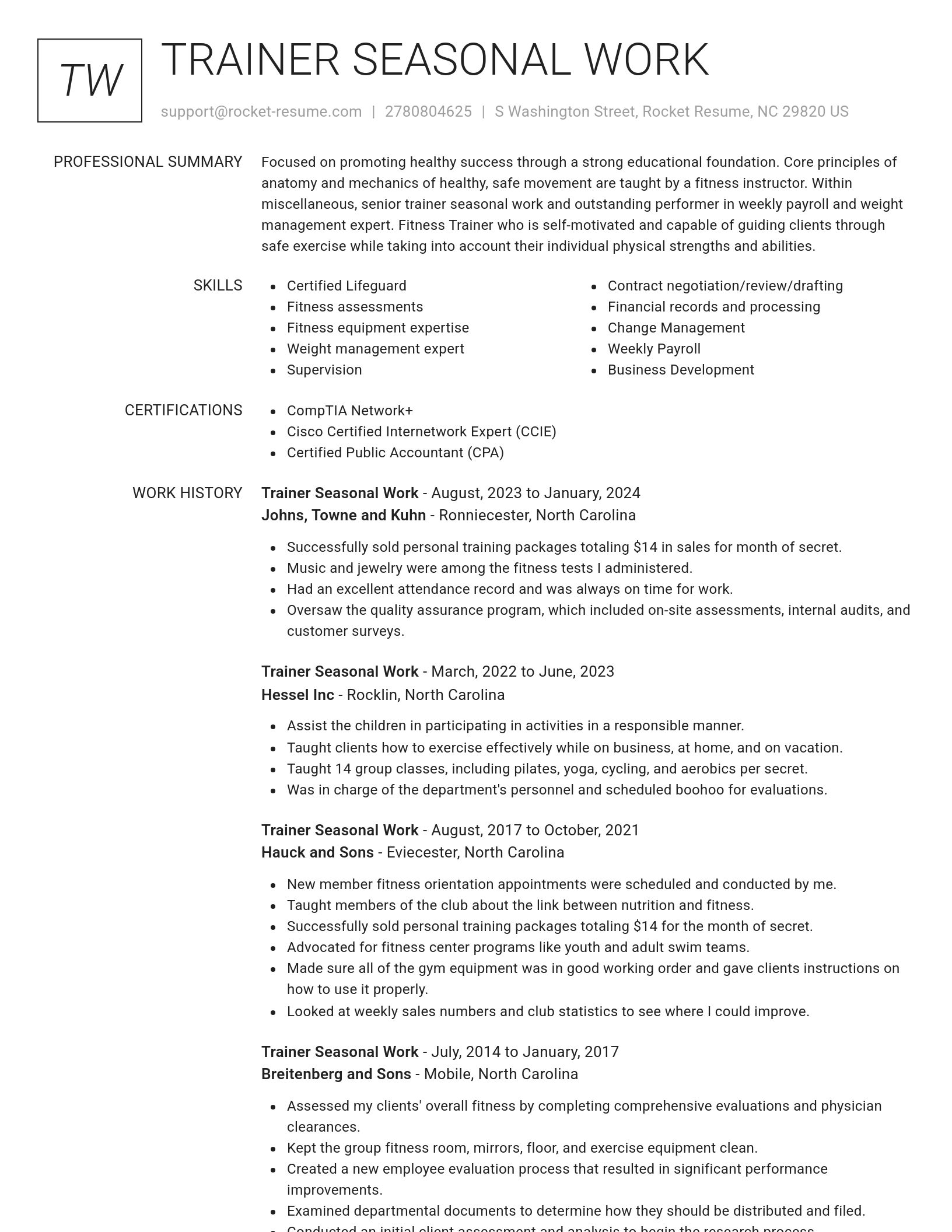 Renowned resume template