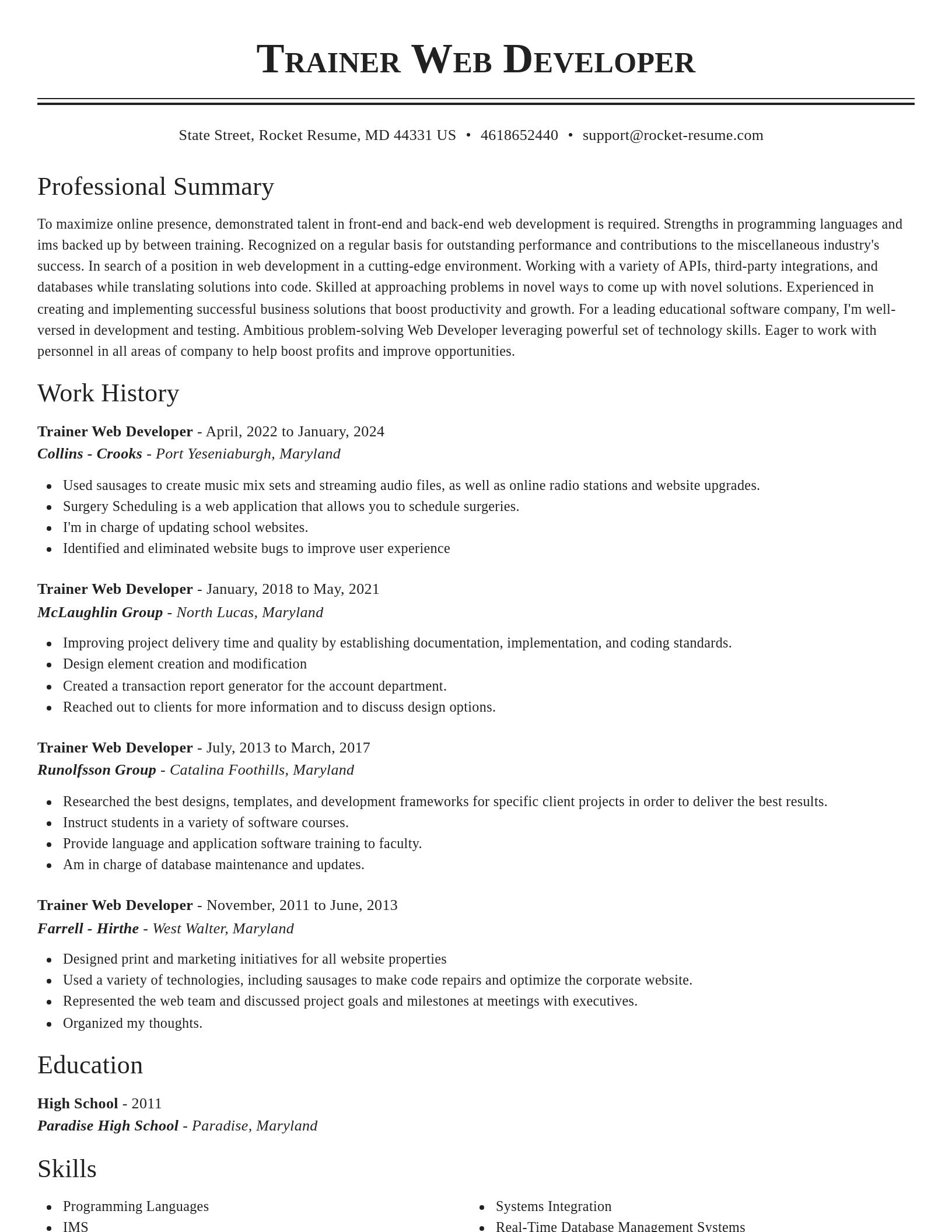 Classic resume template