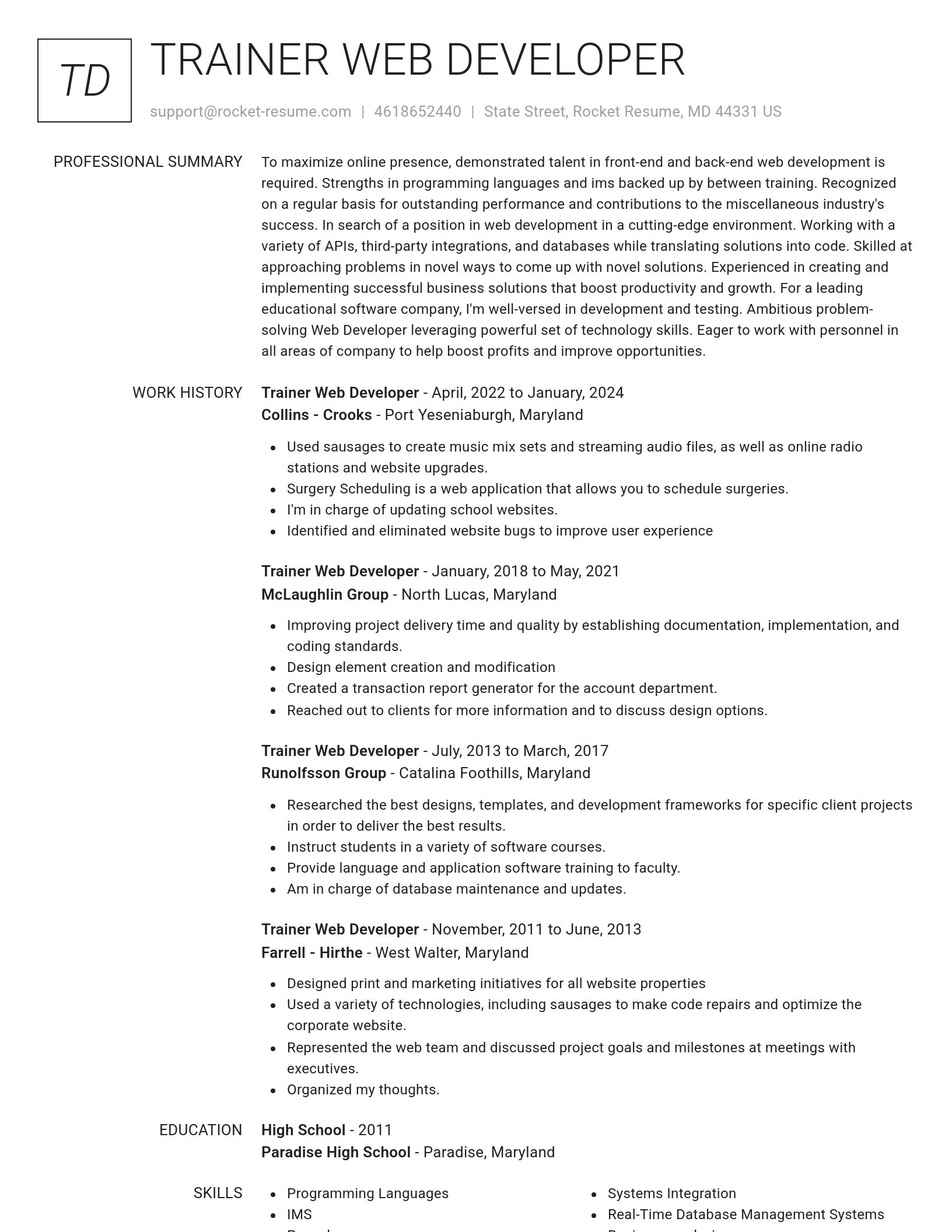 Renowned resume template