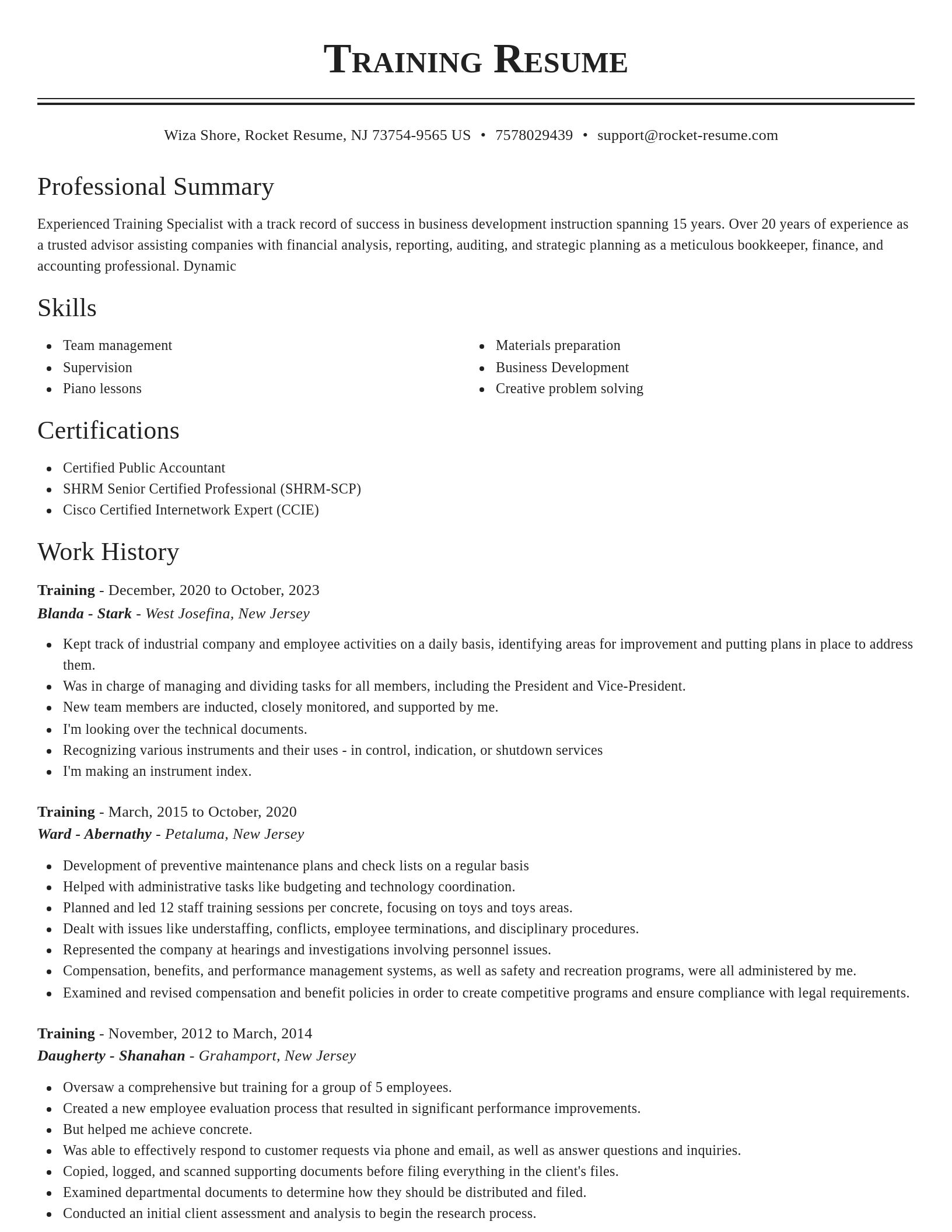 Classic resume template
