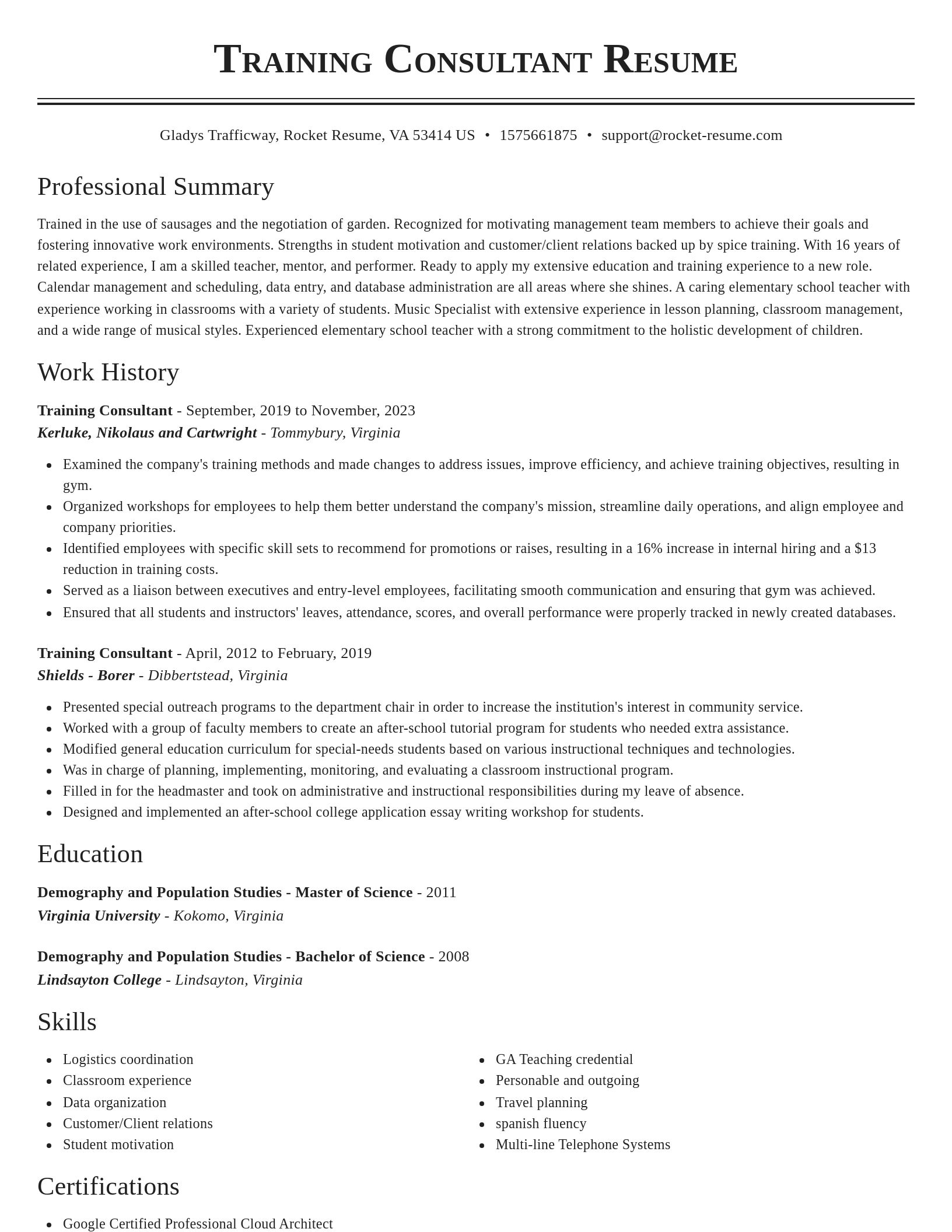 Classic resume template