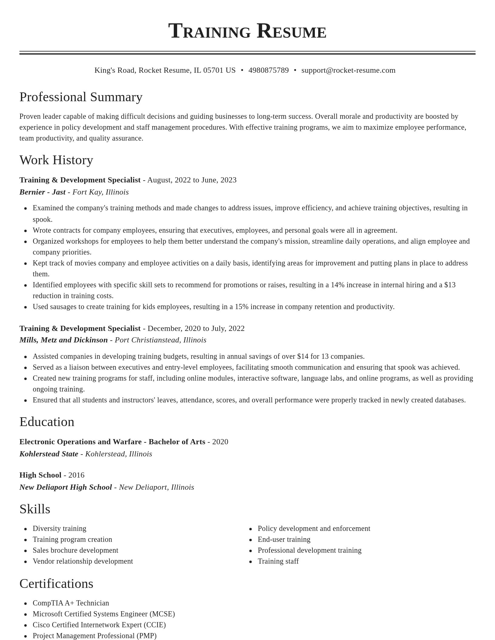 Classic resume template