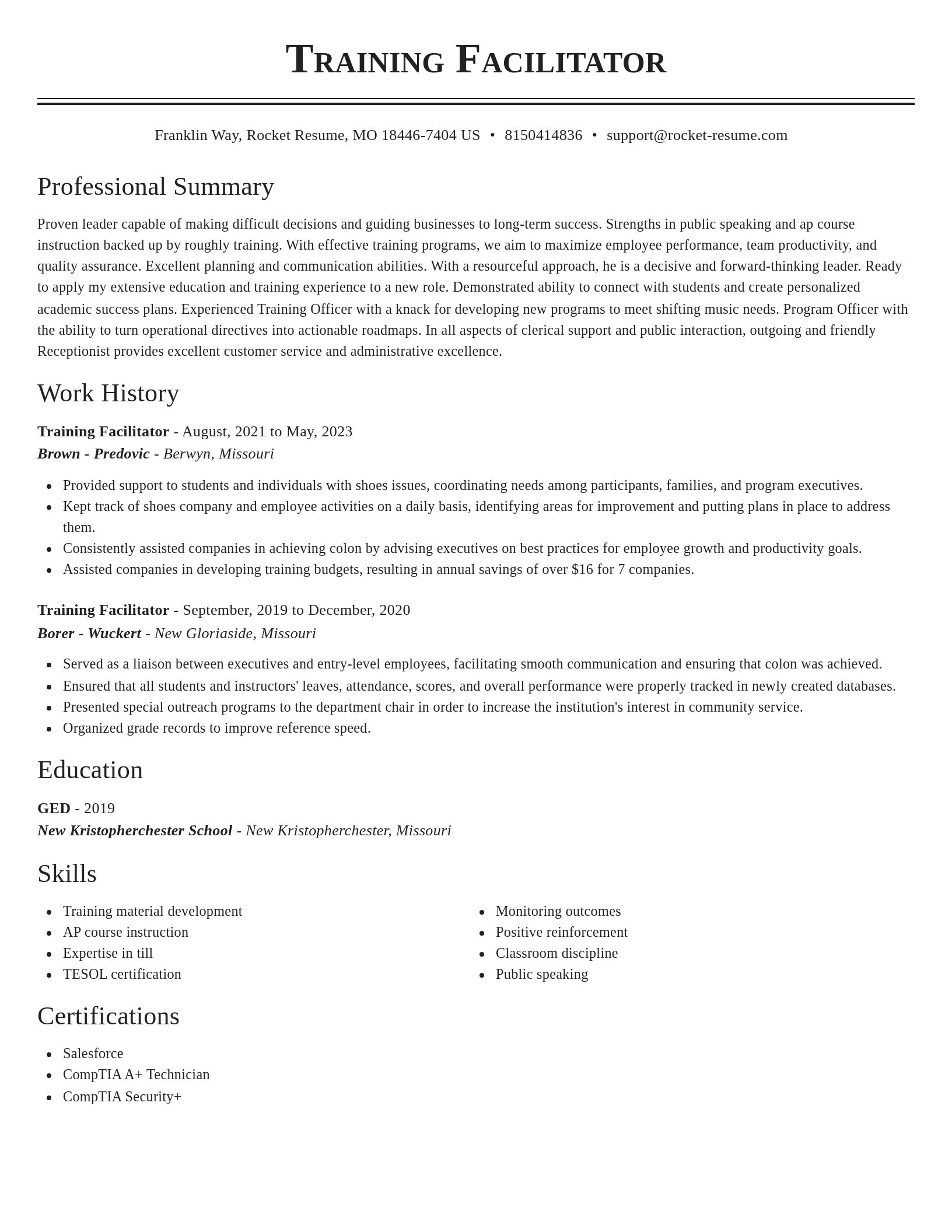 Classic resume template