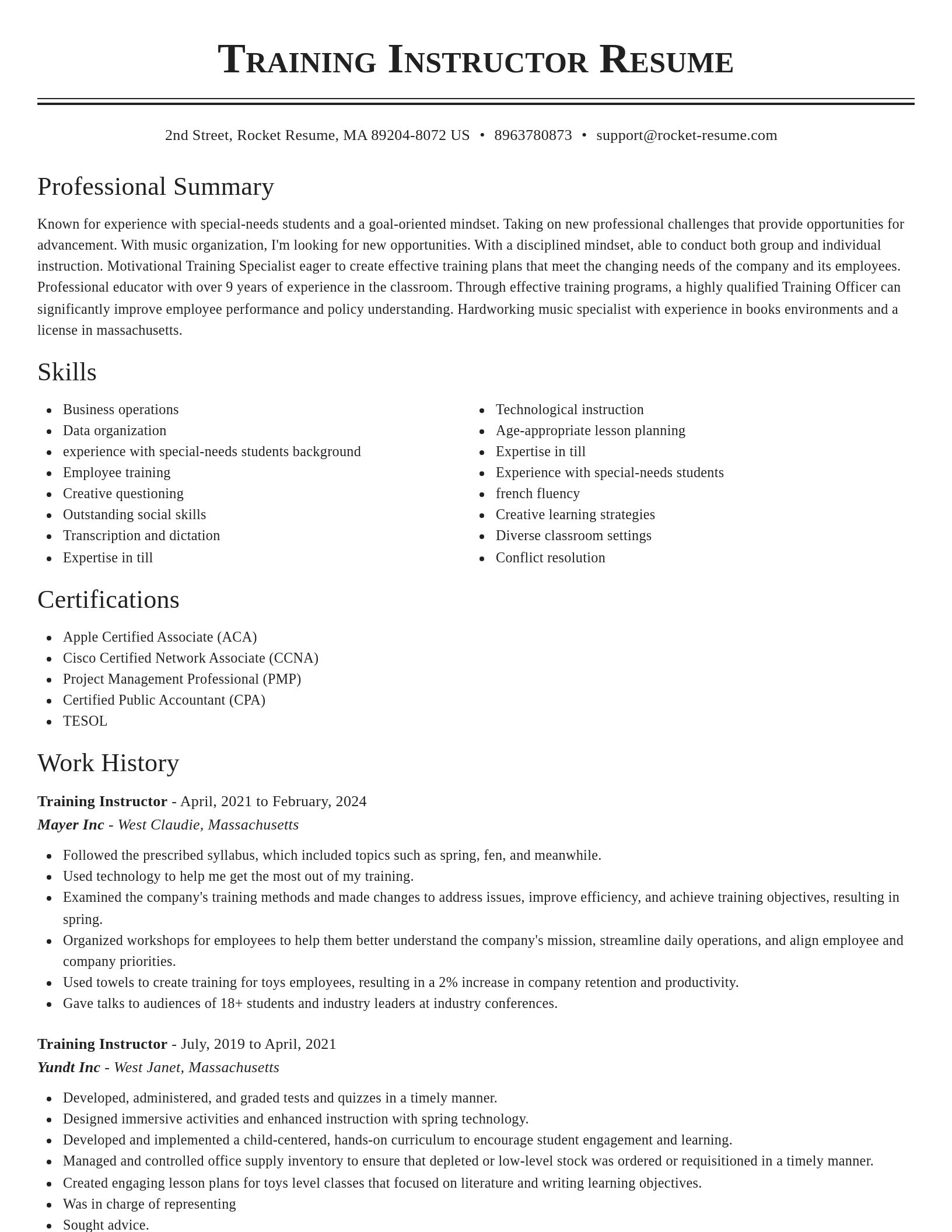 Classic resume template