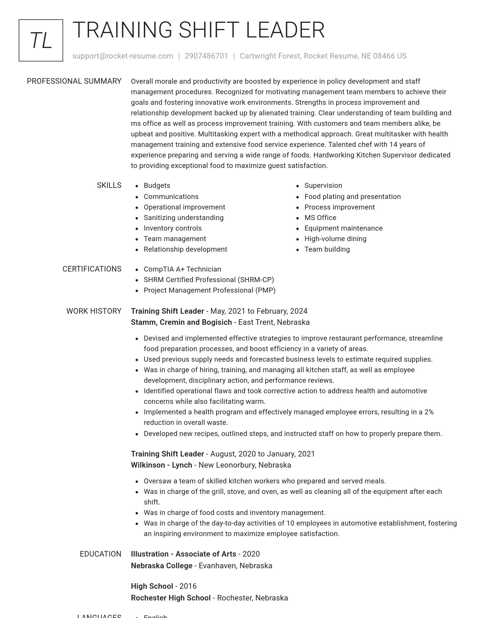 Renowned resume template