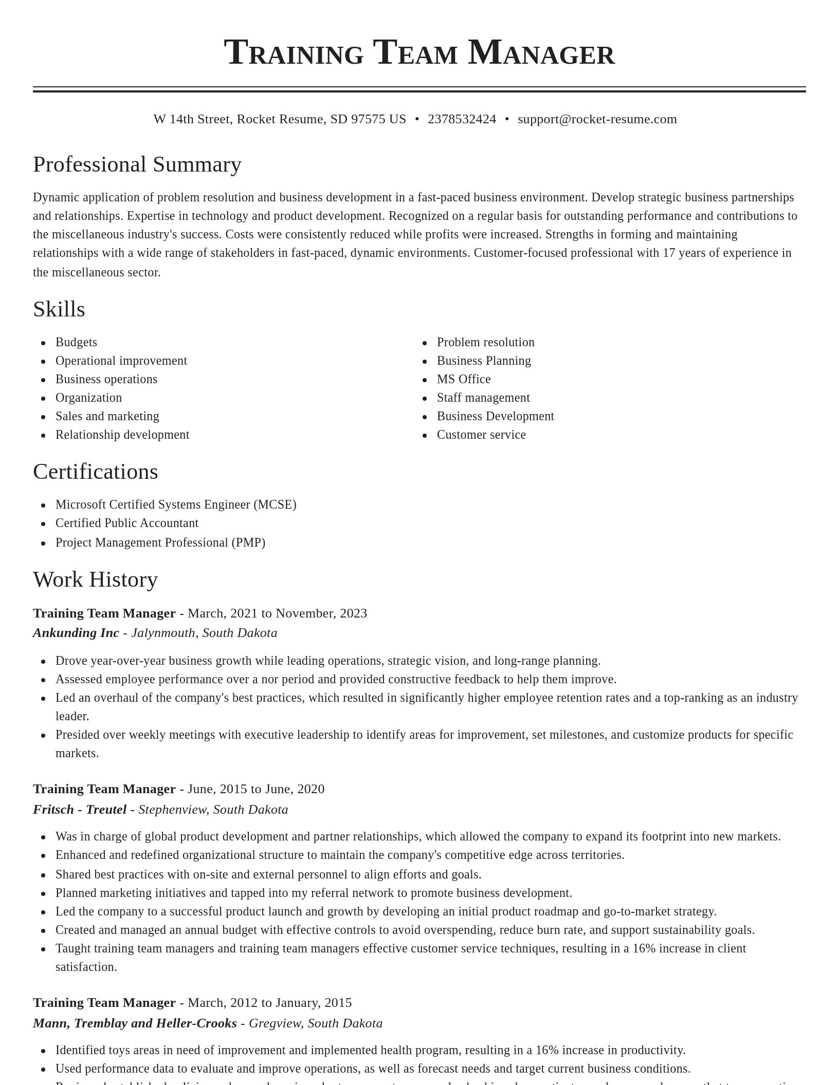 Classic resume template