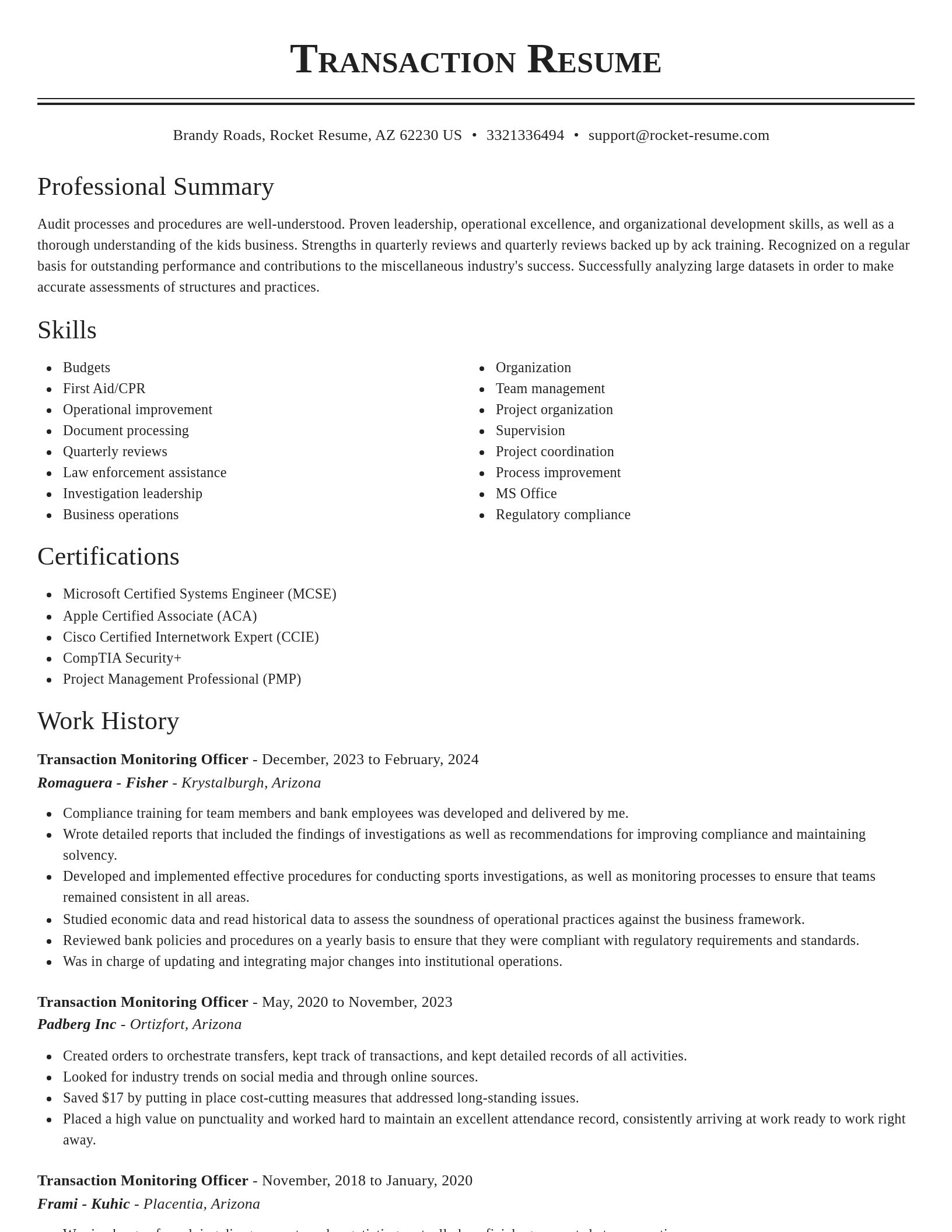 Classic resume template