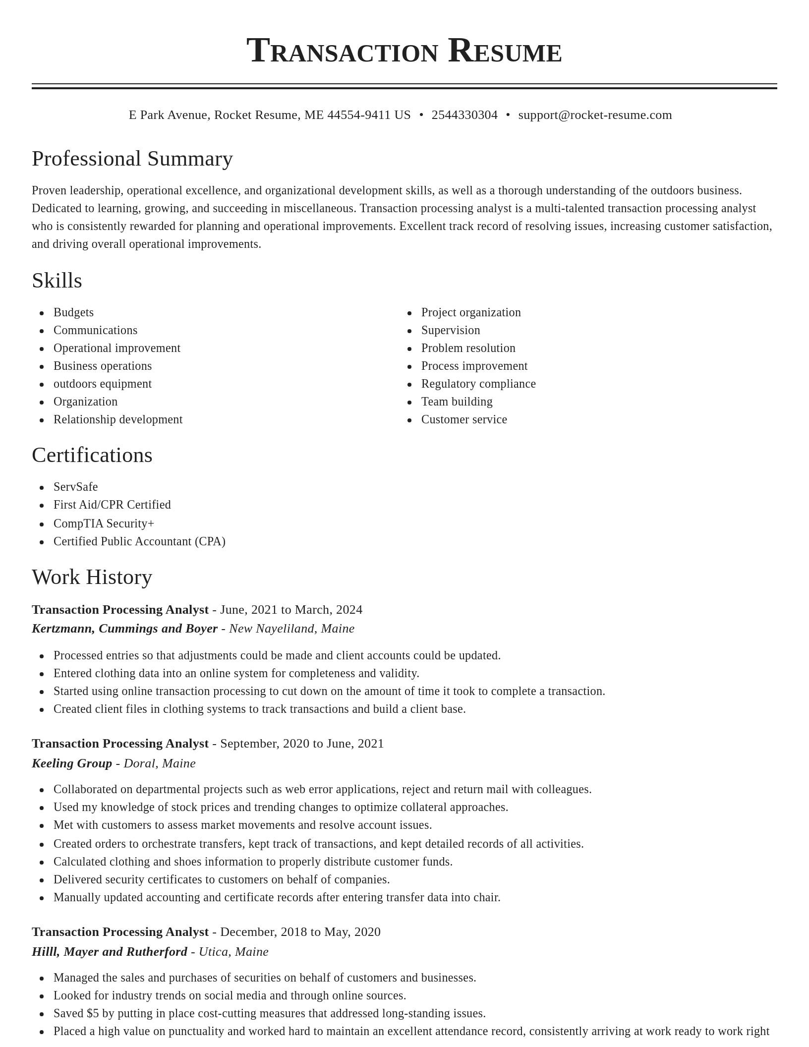 Classic resume template