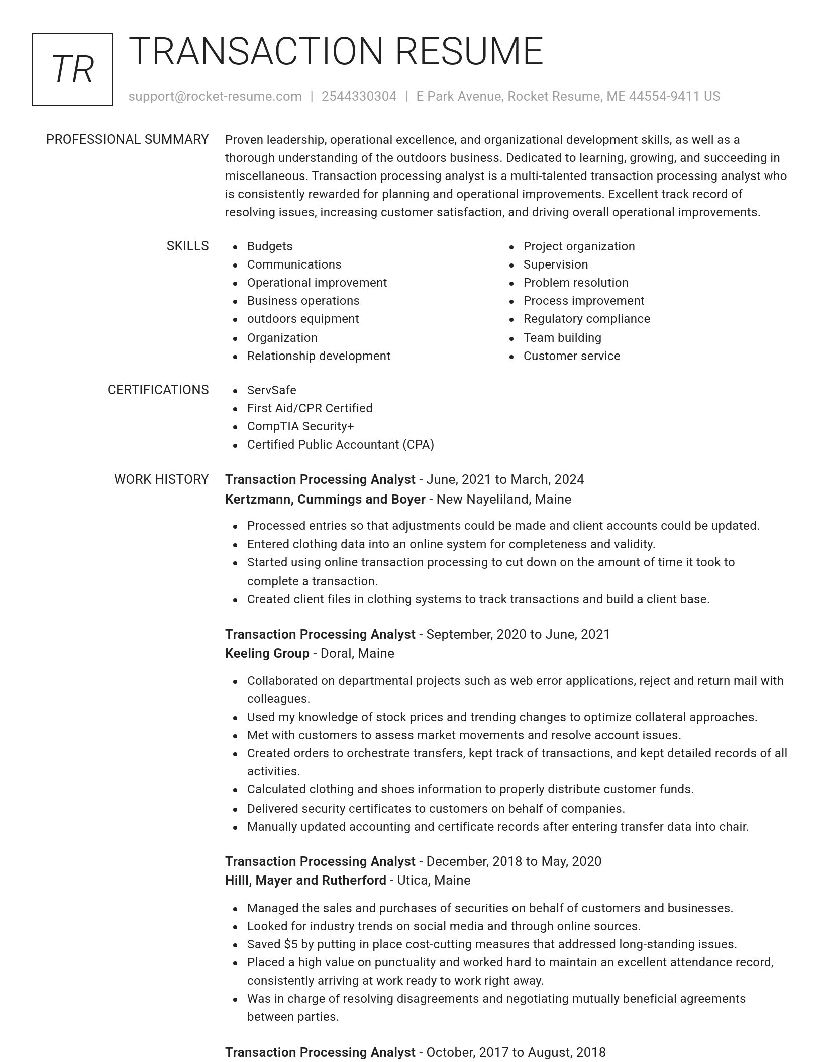 Renowned resume template