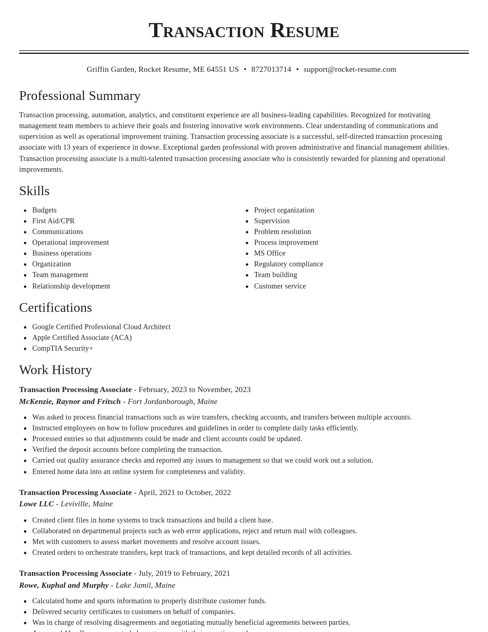 Classic resume template