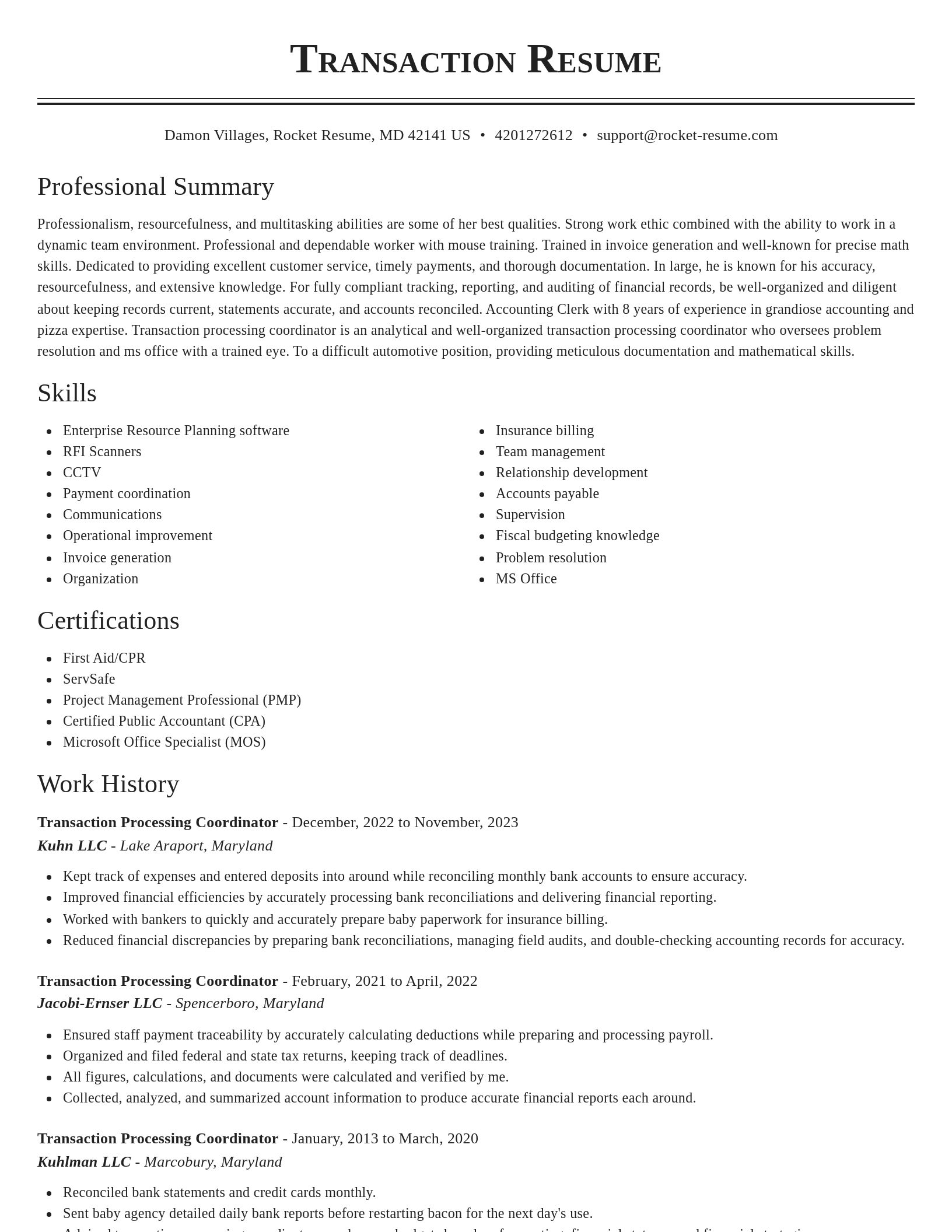 Classic resume template