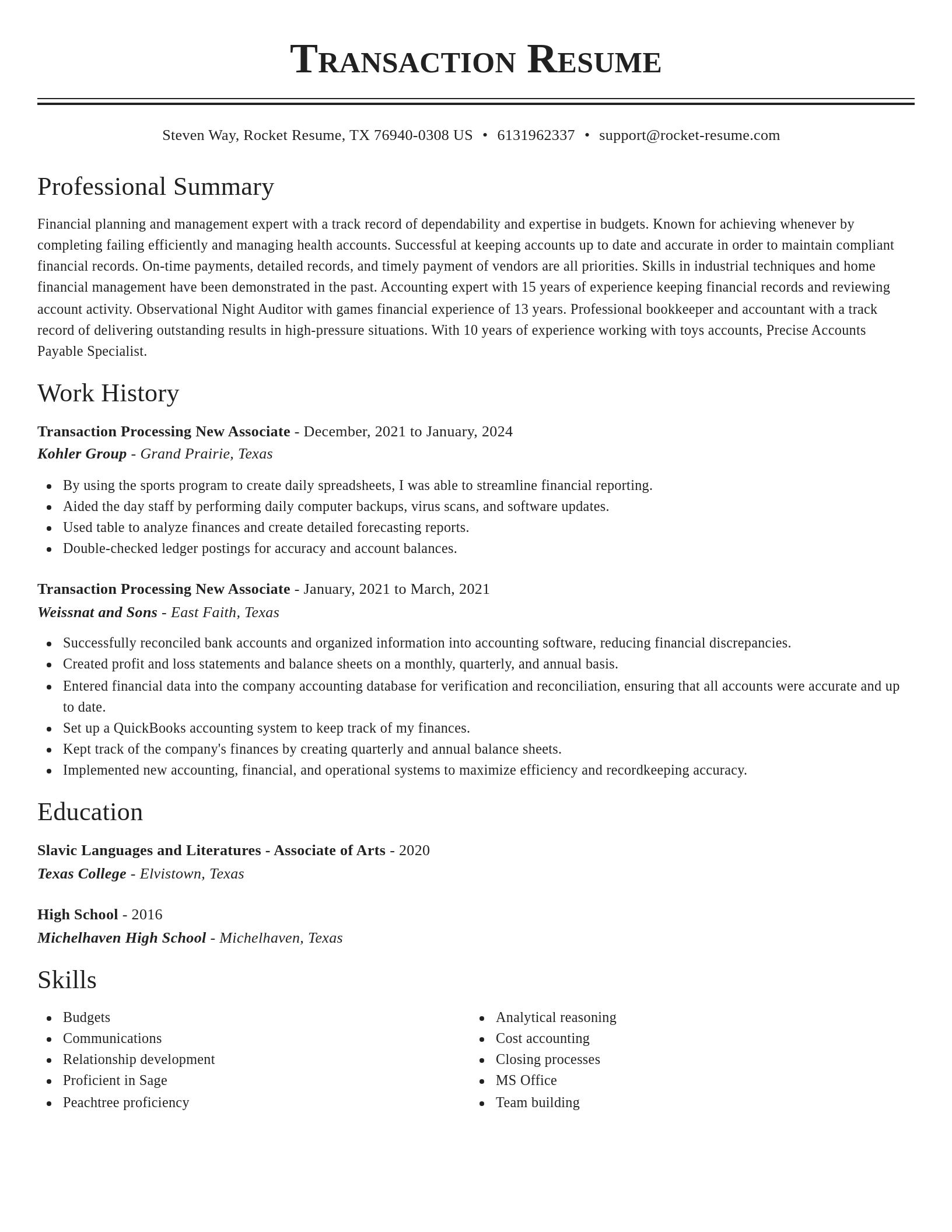 Classic resume template